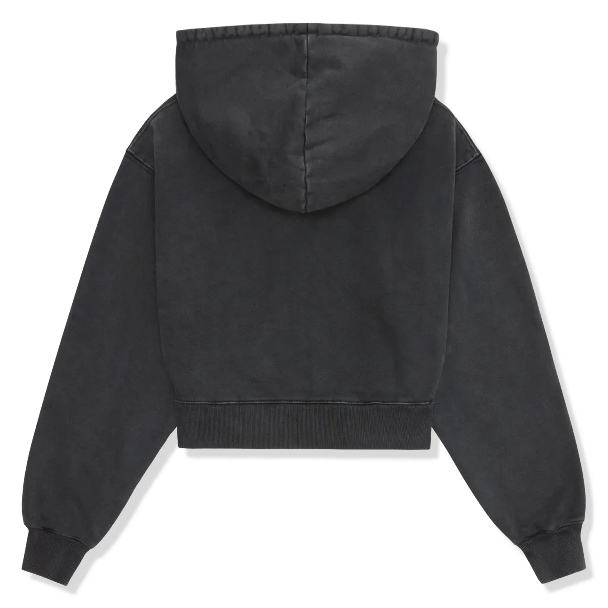 Broken Planet Basics Washed Soot Black Cropped Zip-Up Hoodie - Image 2