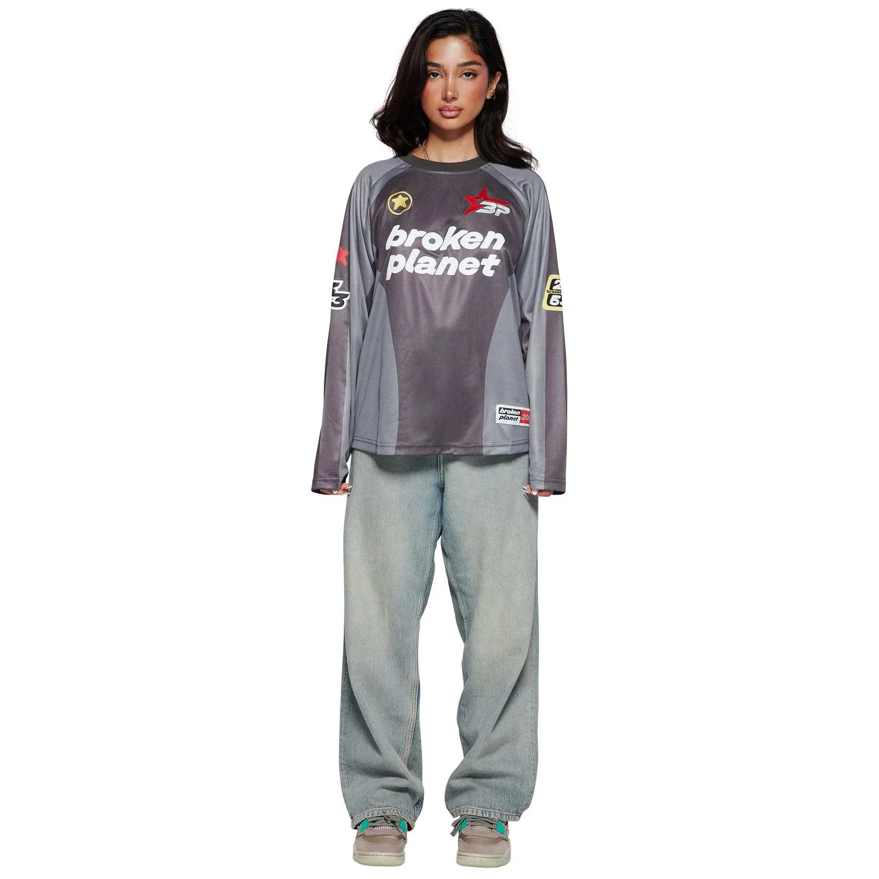 Broken Planet Football Black Grey Long Sleeve T Shirt - Image 3