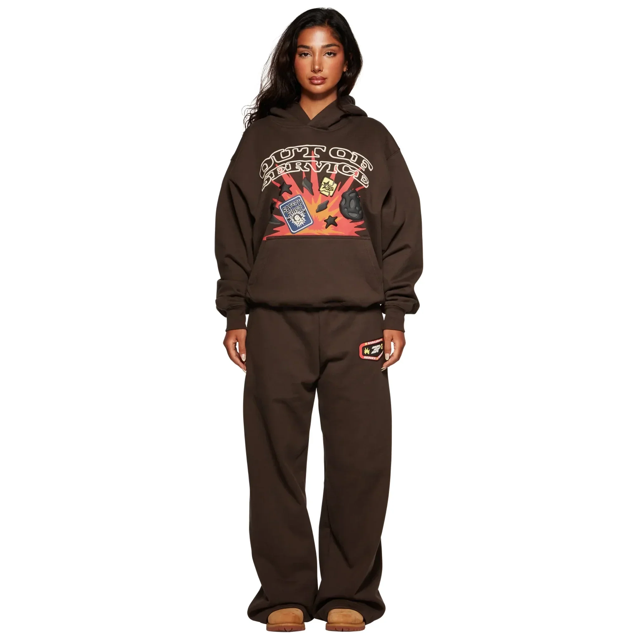 Broken Planet Out Of Service Mocha Brown Hoodie - Image 5