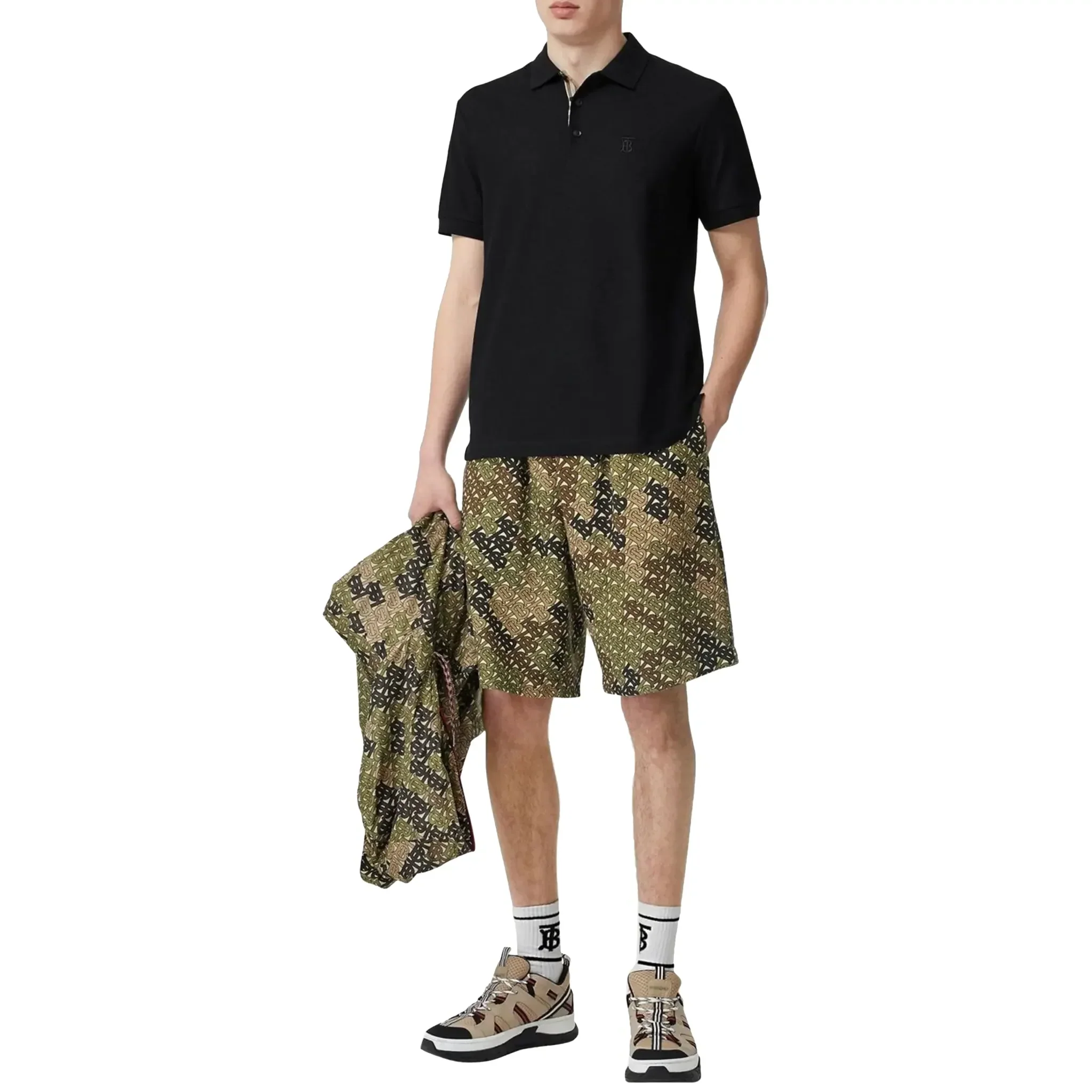Burberry Eddie Logo Pique Cotton Black Polo Shirt - Image 4