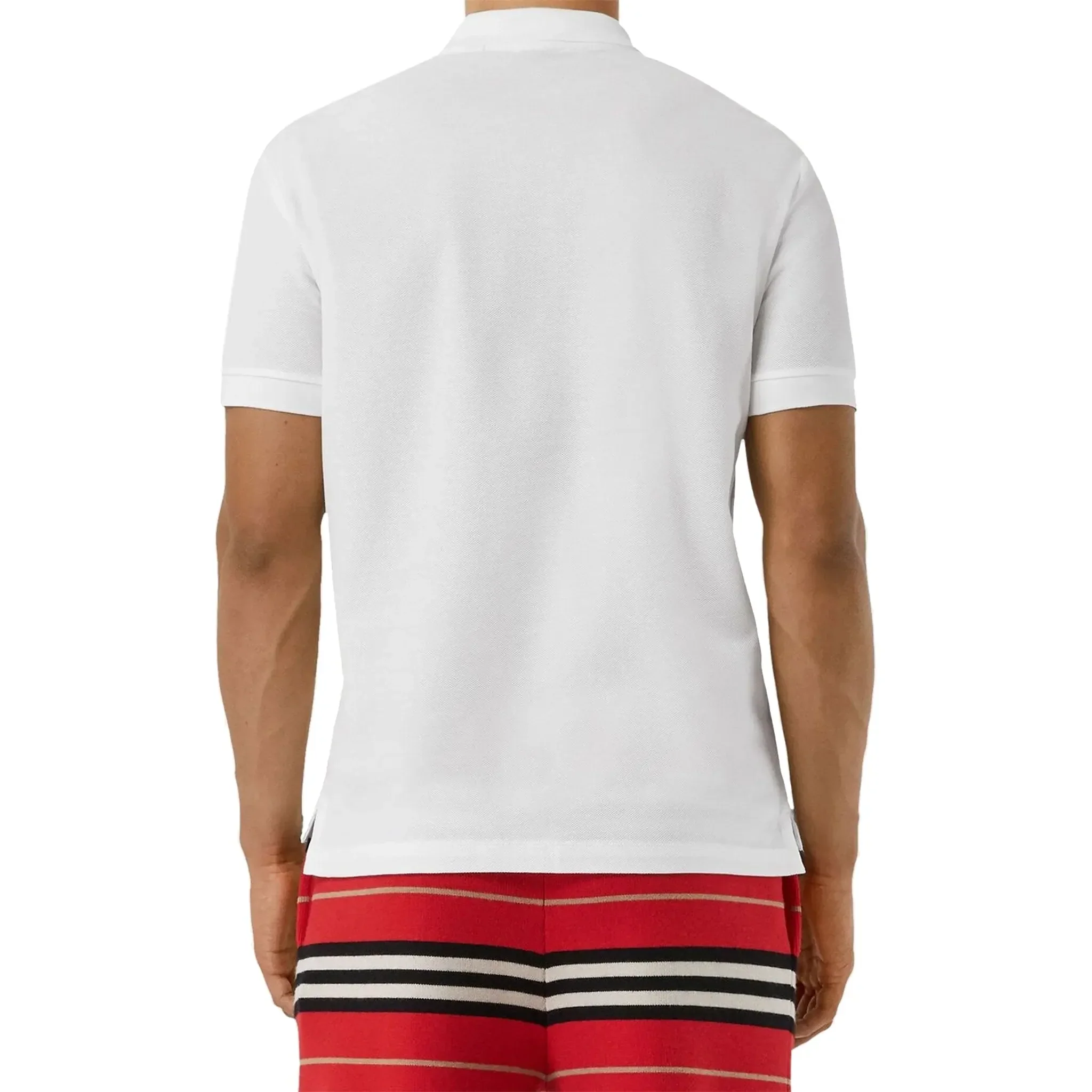 Burberry Eddie Logo Pique Cotton White Polo Shirt - Image 2