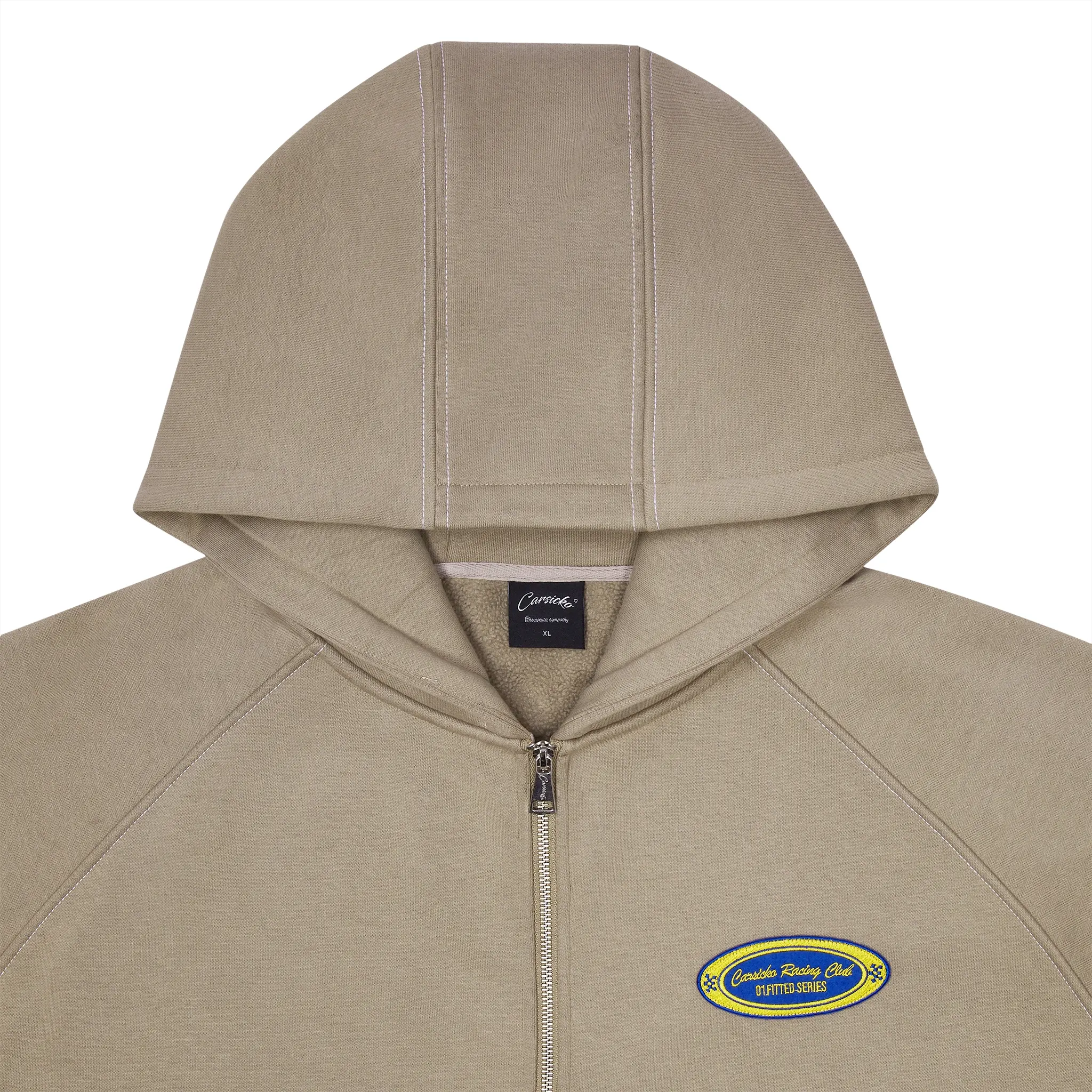 Carsicko Racing Club Zip-Up Cream Hoodie - Image 4