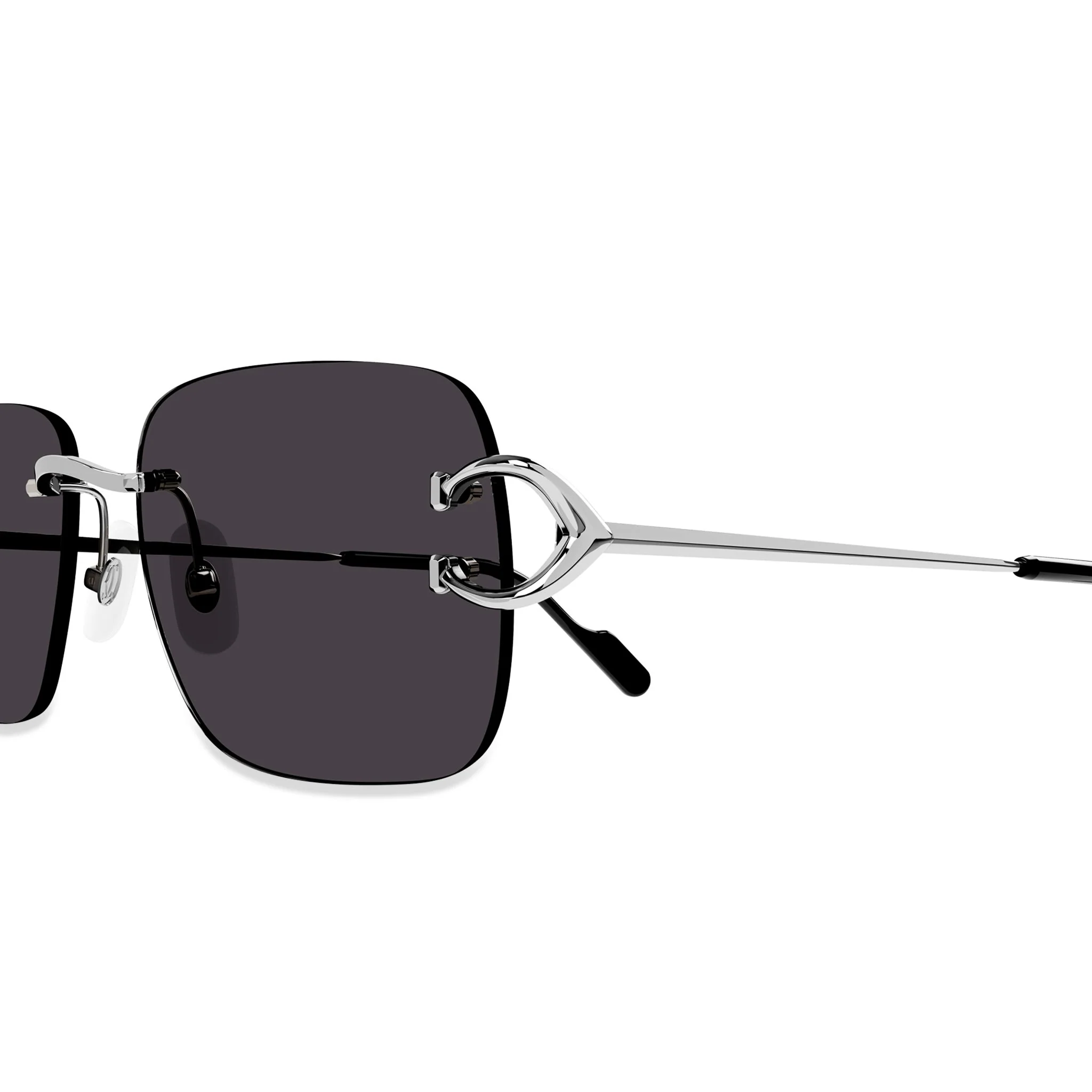 Cartier Eyewear CT0330S-001 C Decor Silver Grey Rimless Sunglasses - Image 3
