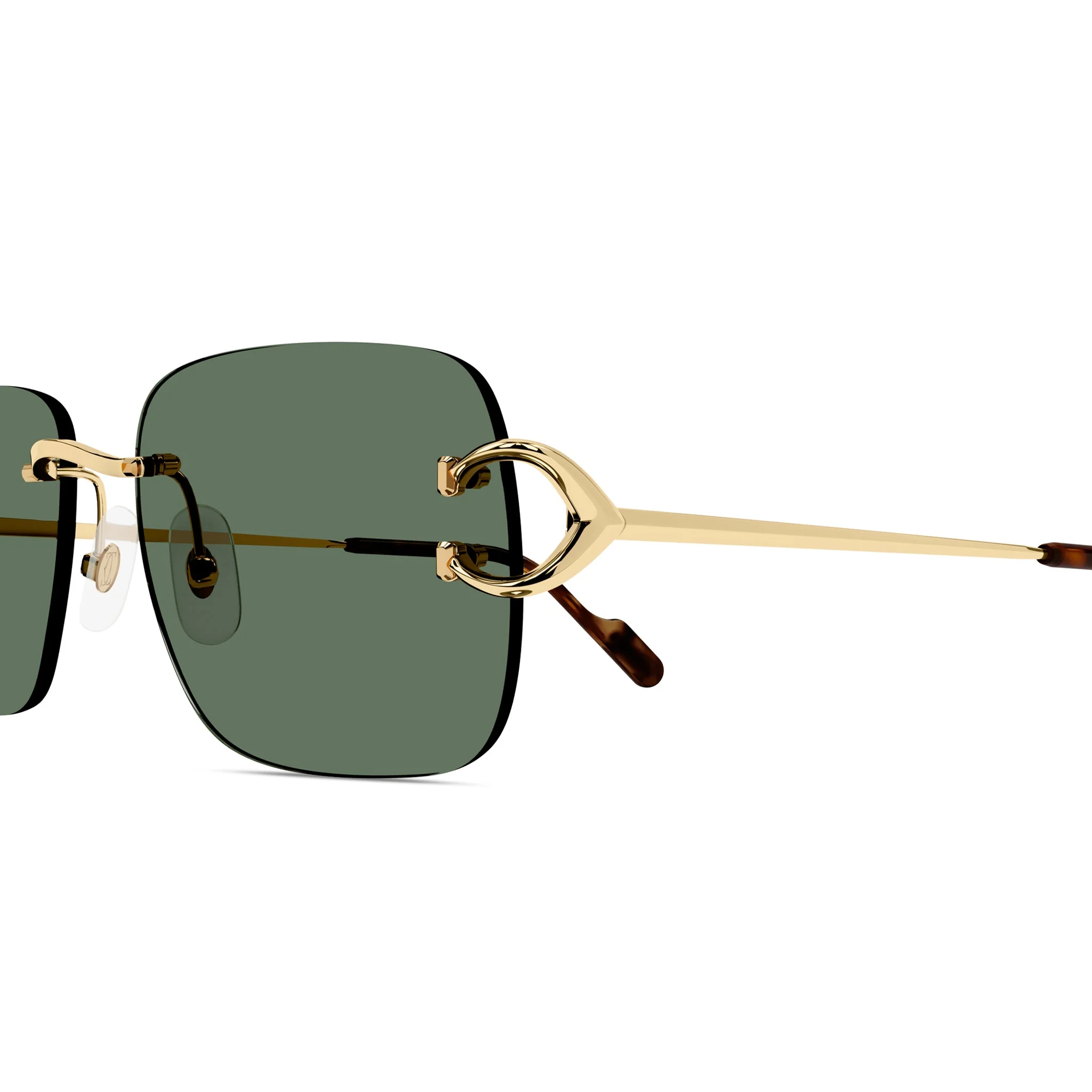 Cartier Eyewear CT0330S-005 C Decor Gold Green Rimless Sunglasses - Image 3