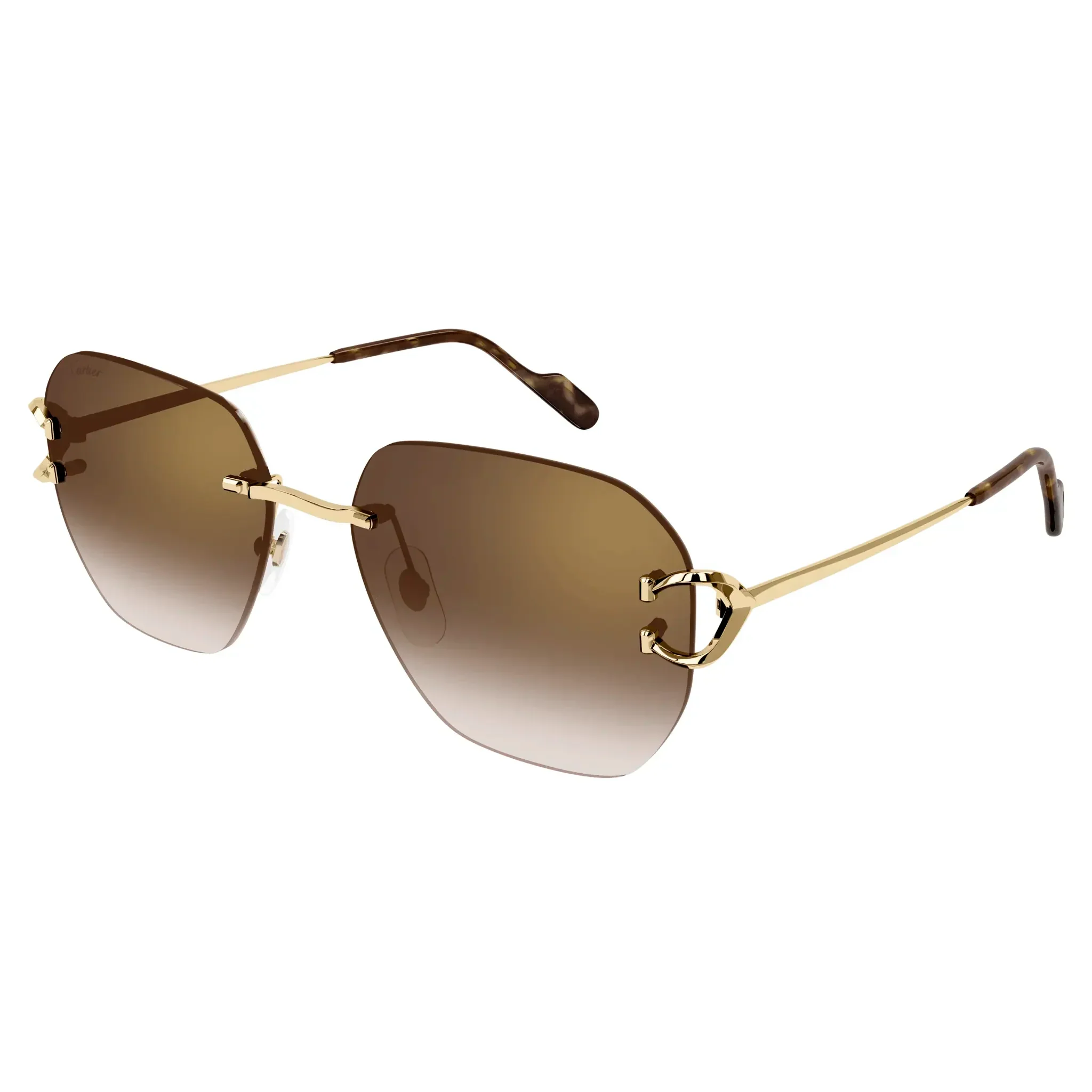Cartier Eyewear CT0394S-002 C Decor Gold Brown Rimless Sunglasses - Image 2