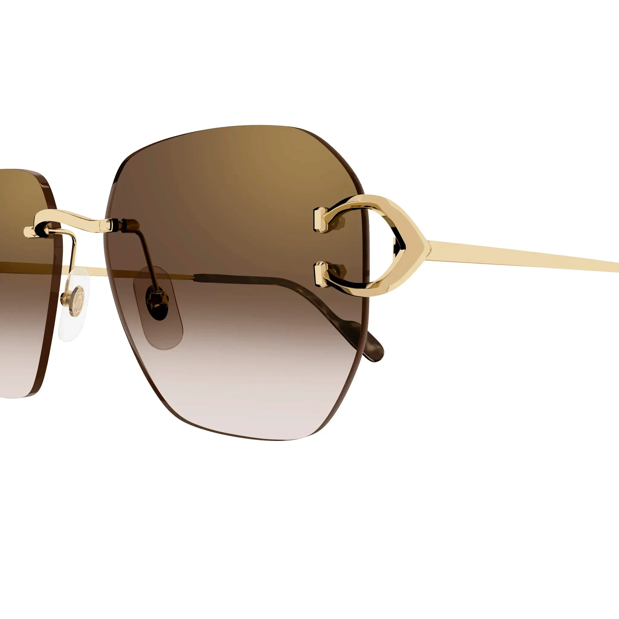 Cartier Eyewear CT0394S-002 C Decor Gold Brown Rimless Sunglasses - Image 3