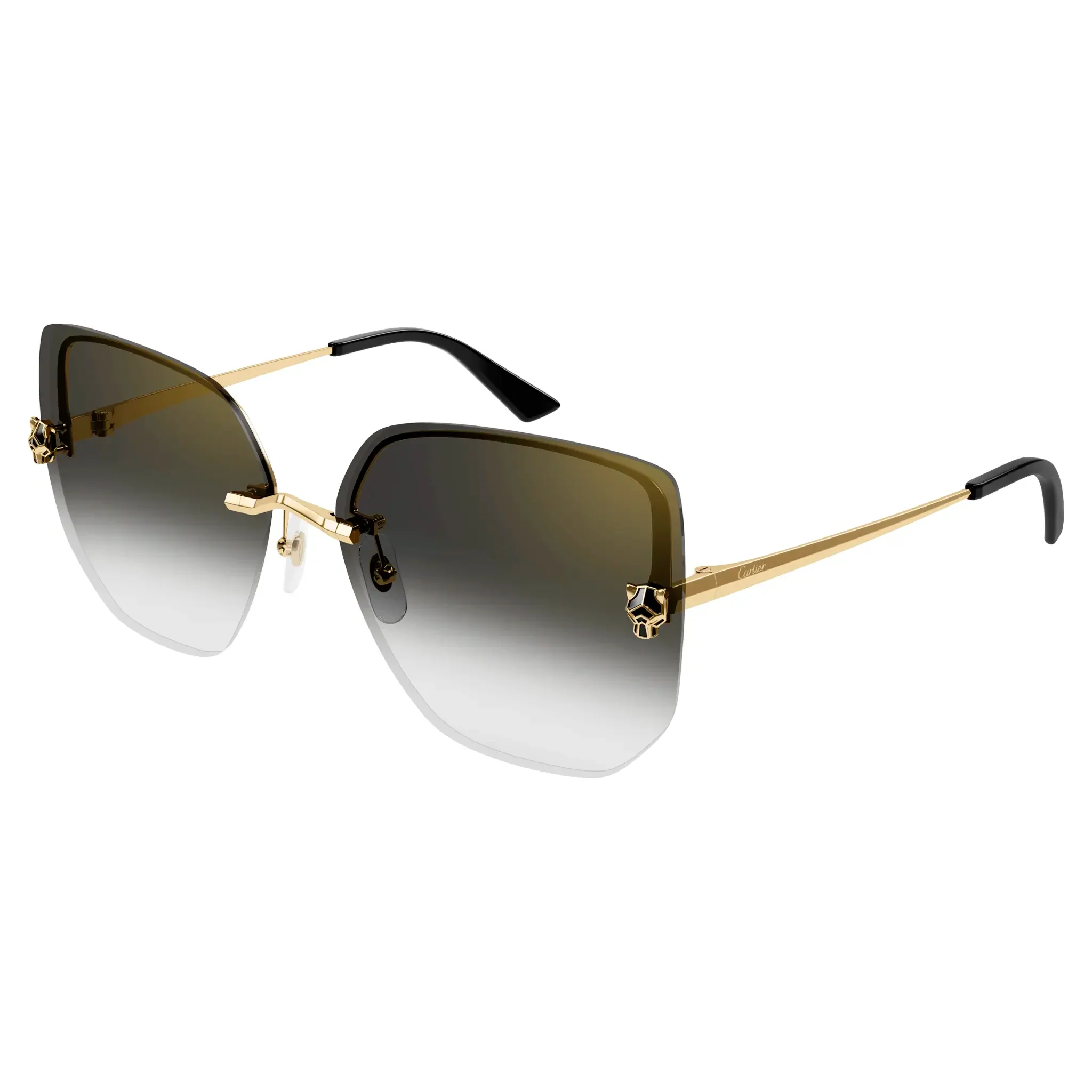 Cartier Eyewear CT0432S-001 Panthere De Cartier Gold Grey Rimless Sunglasses - Image 3