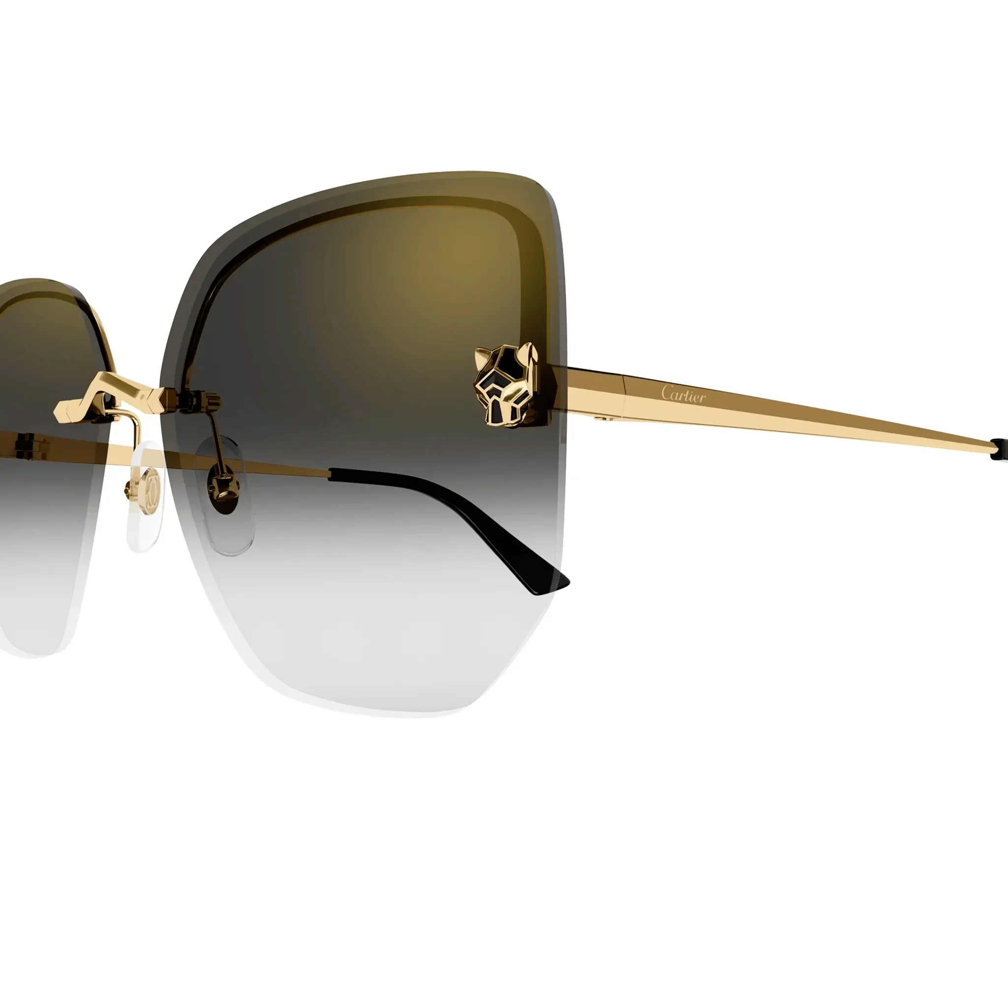 Cartier Eyewear CT0432S-001 Panthere De Cartier Gold Grey Rimless Sunglasses - Image 4