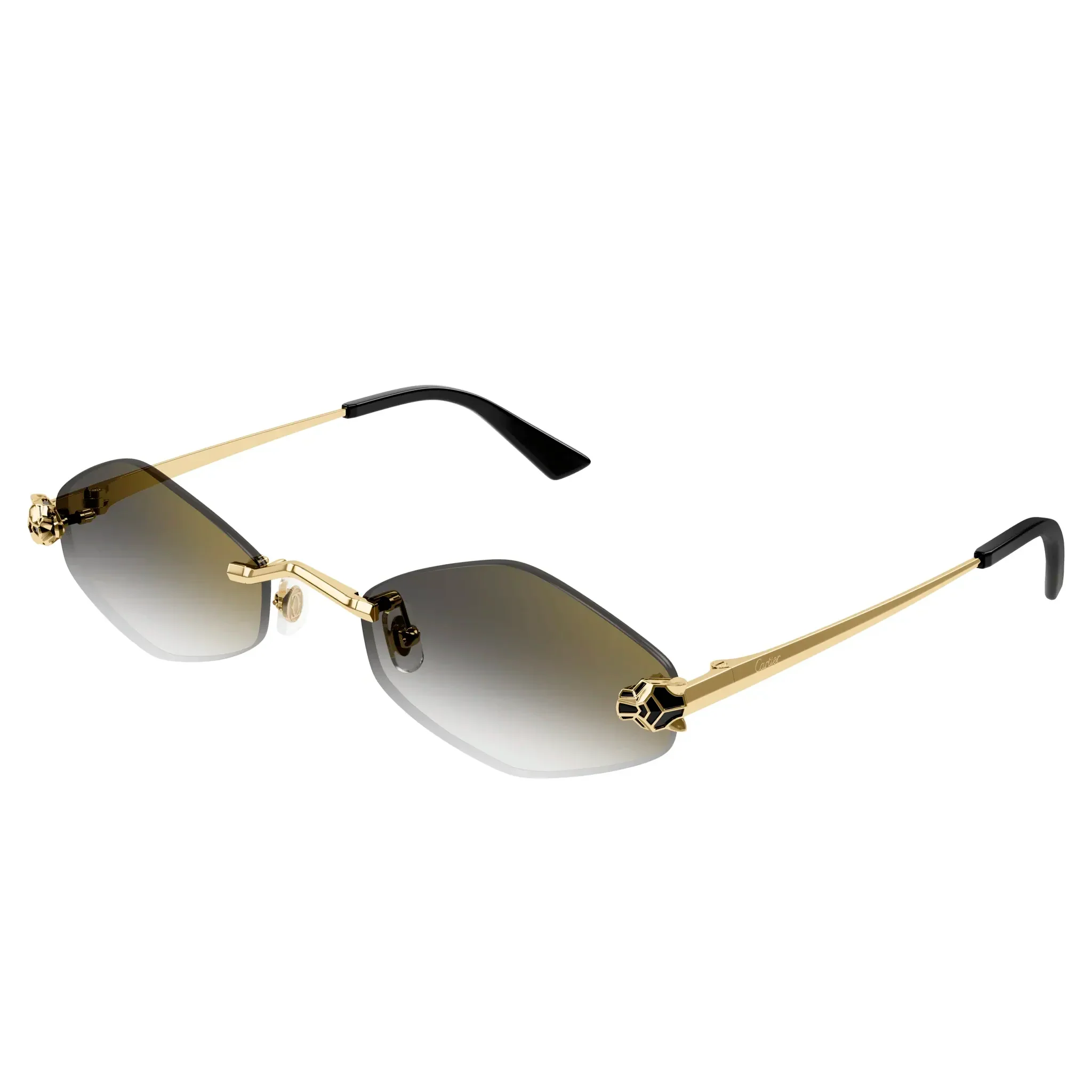 Cartier Eyewear CT0433S-001 Panthere De Cartier Gold Grey Rimless Sunglasses - Image 2