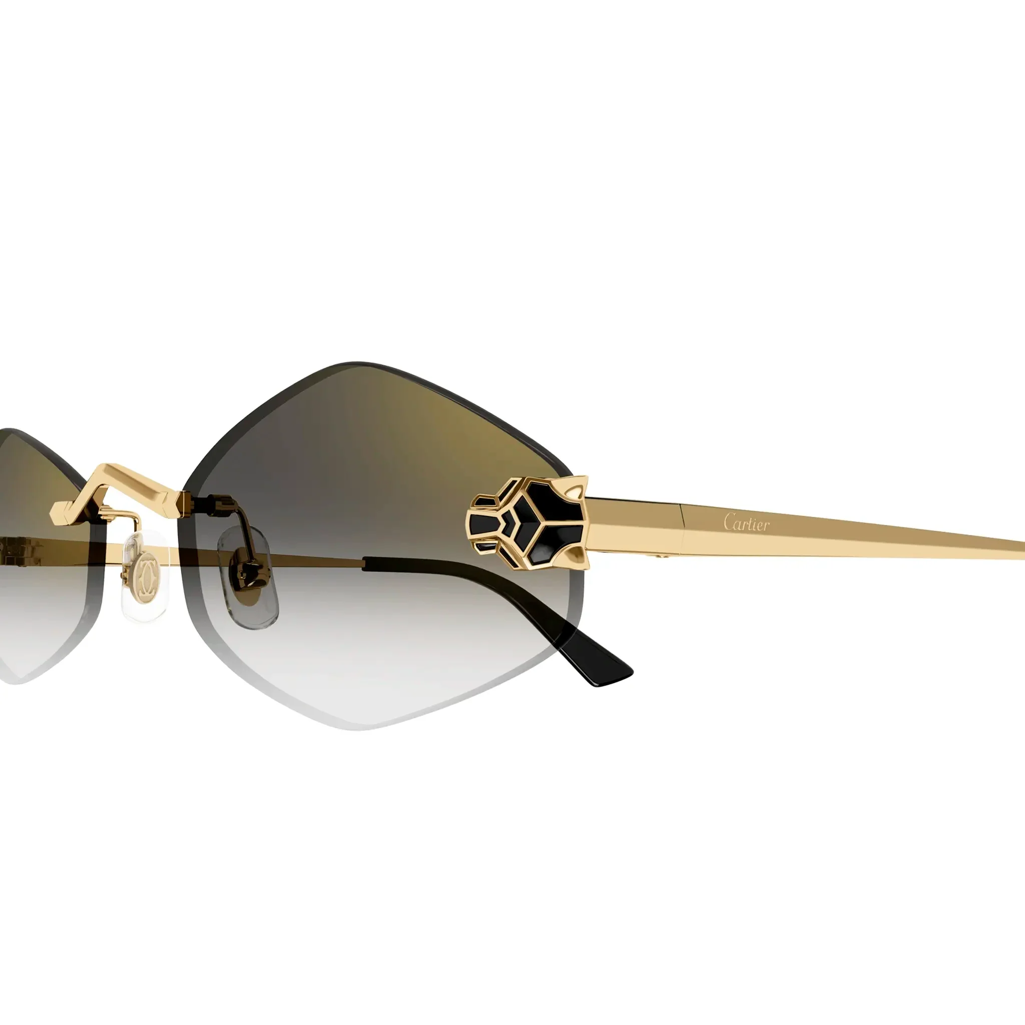 Cartier Eyewear CT0433S-001 Panthere De Cartier Gold Grey Rimless Sunglasses - Image 3