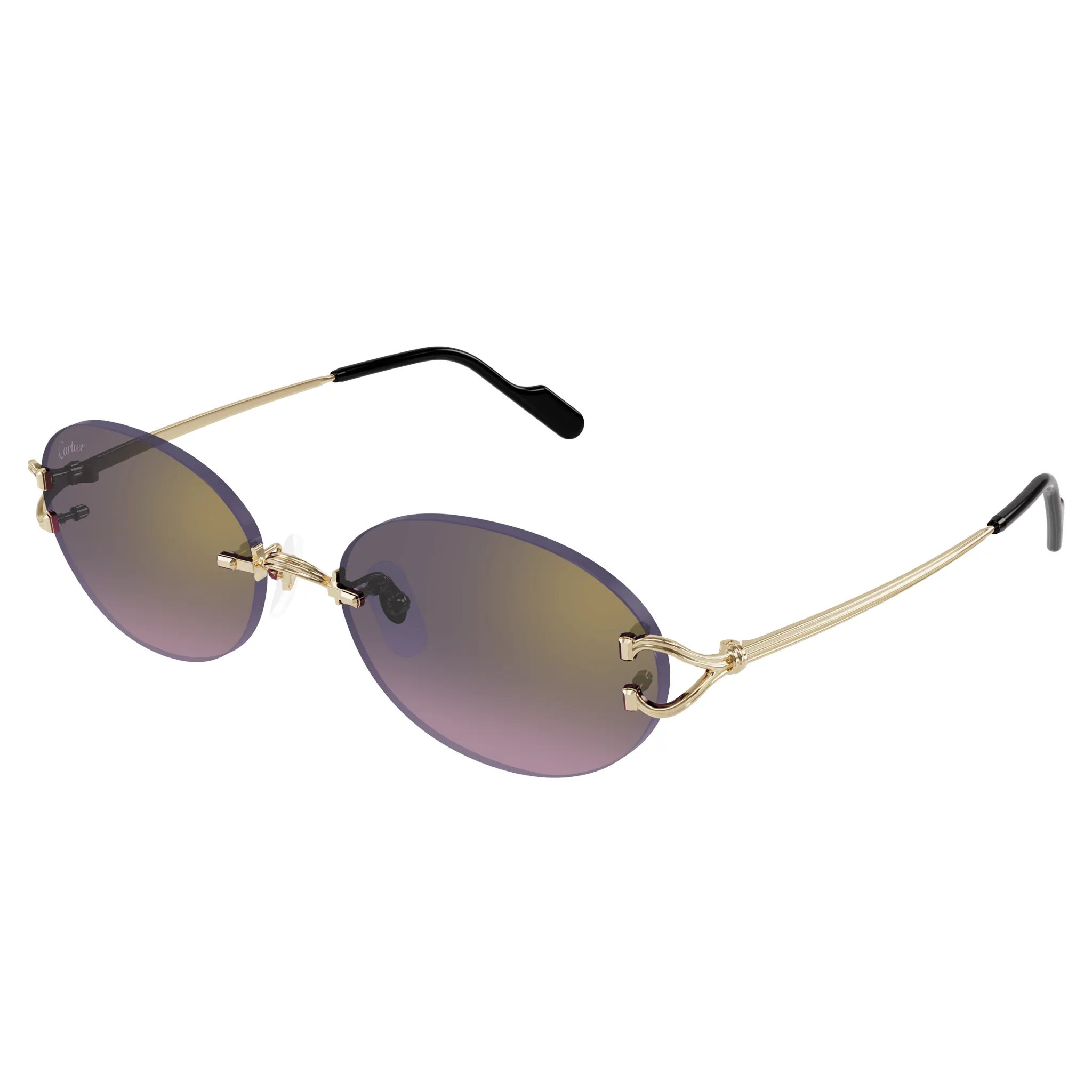 Cartier Eyewear CT0551S-004 Oval C Decor Gold Grey Rimless Sunglasses - Image 2