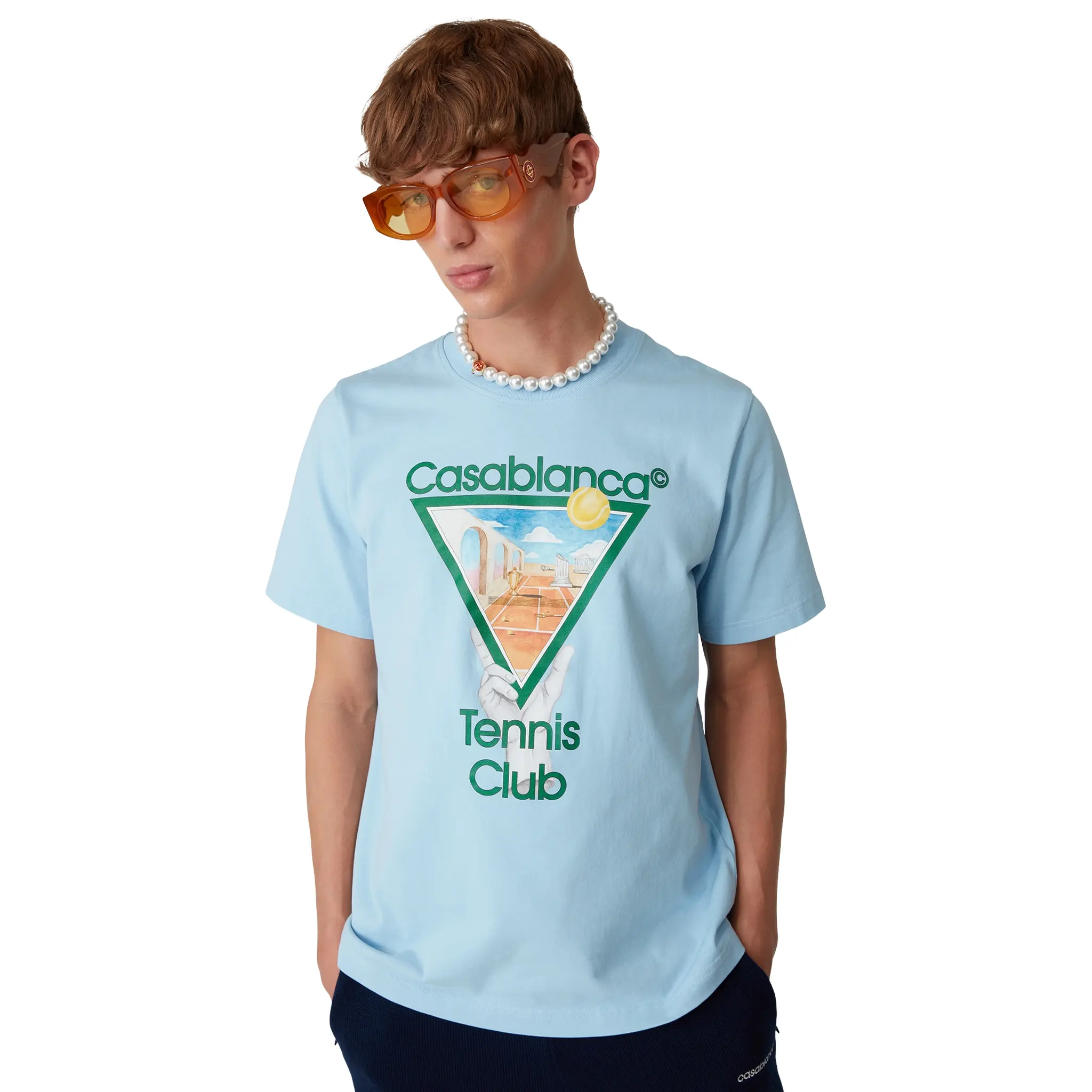 Casablanca Metaphysical Tennis Icon Blue T-Shirt - Image 6
