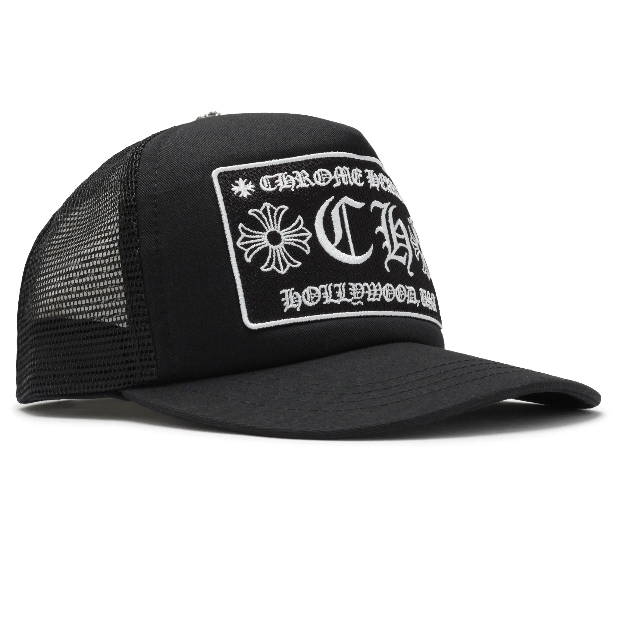Chrome Hearts CH Hollywood Usa Black Trucker Cap