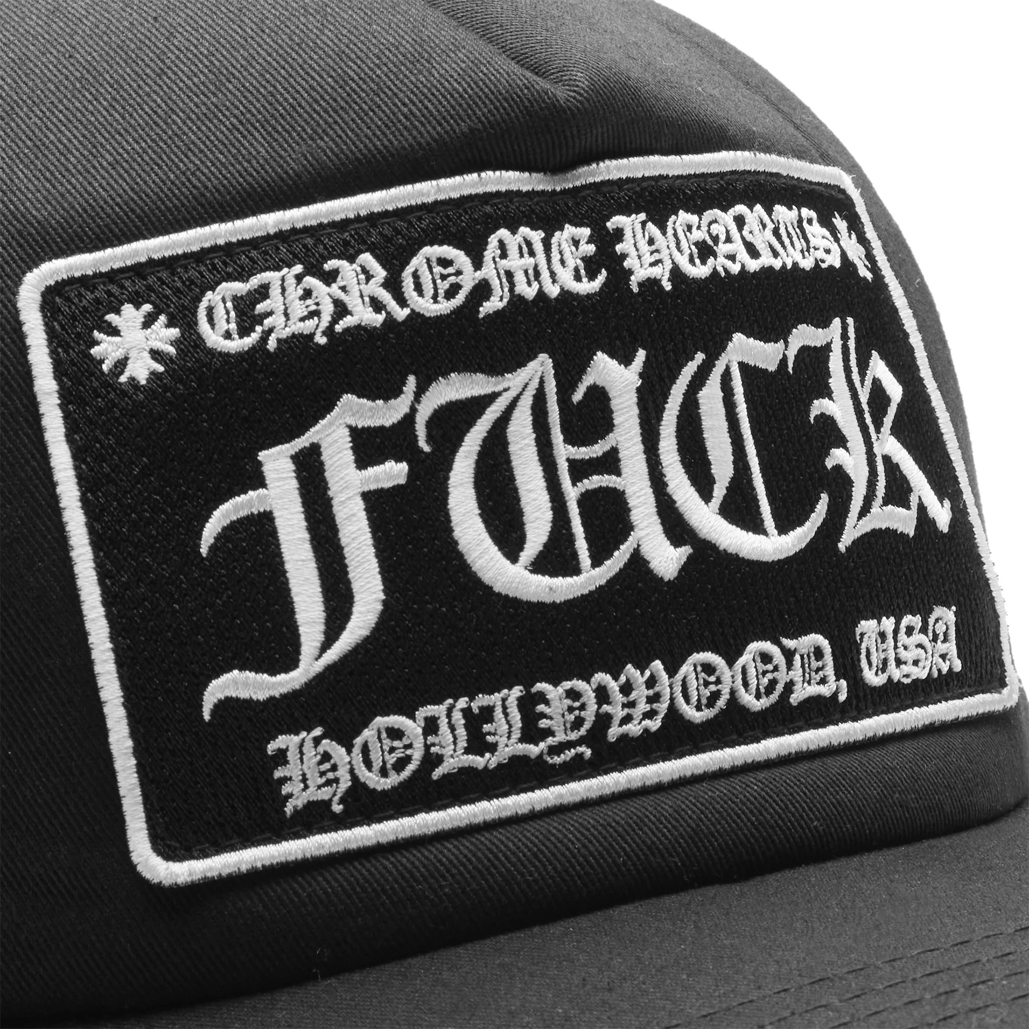 Chrome Hearts Fuck Hollywood Black Trucker Cap - Image 3