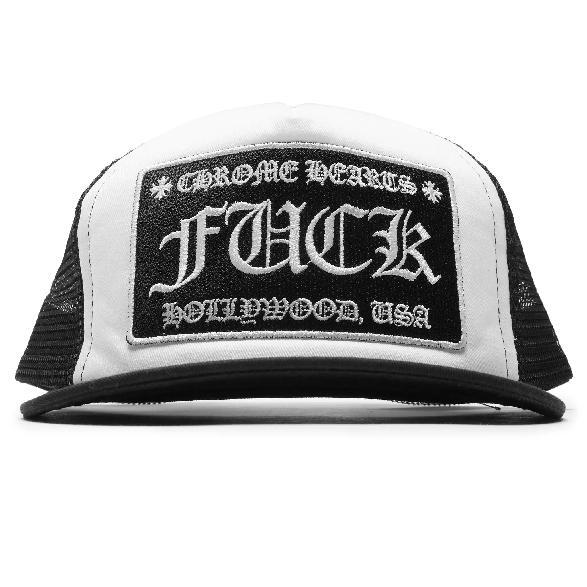 Chrome Hearts Fuck Hollywood White Black Trucker Cap - Image 2