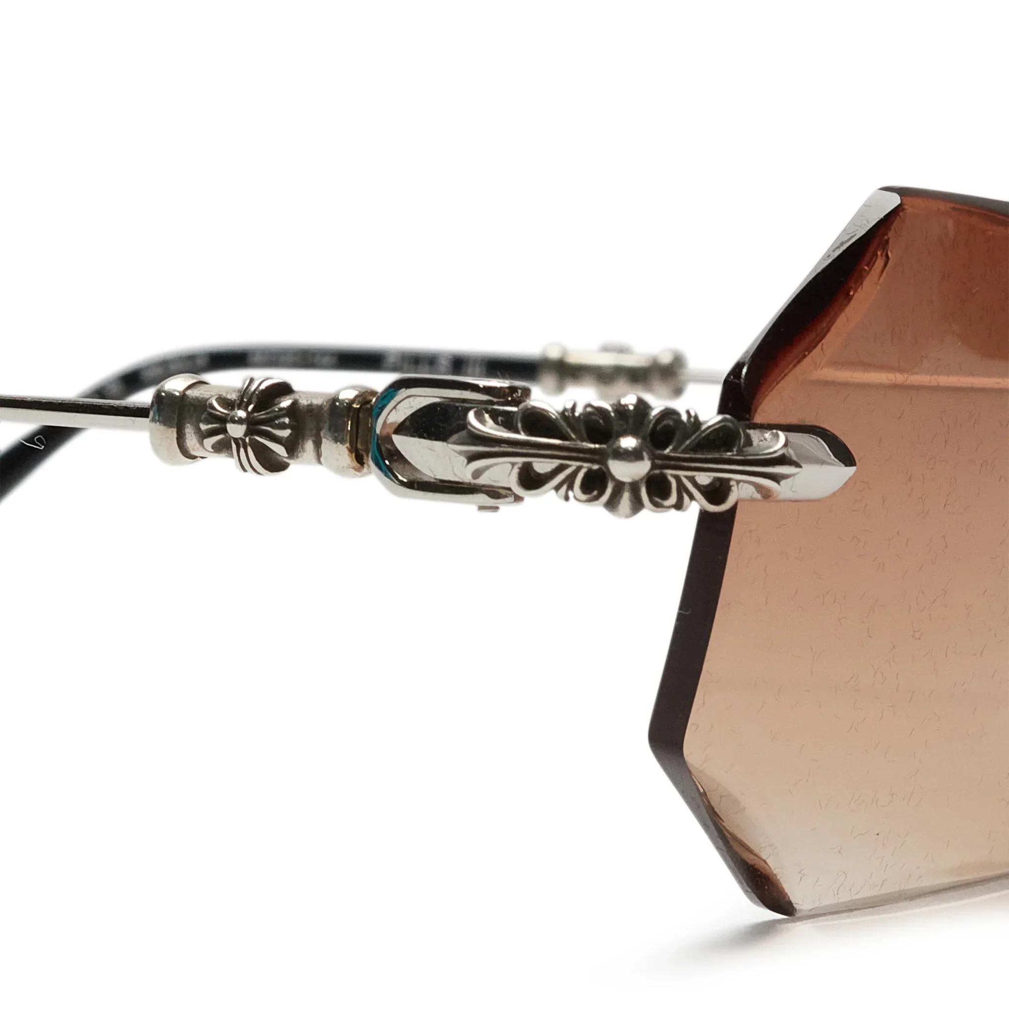 Chrome Hearts Pills III Custom Silver Brown Diamond Cut Sunglasses - Image 4