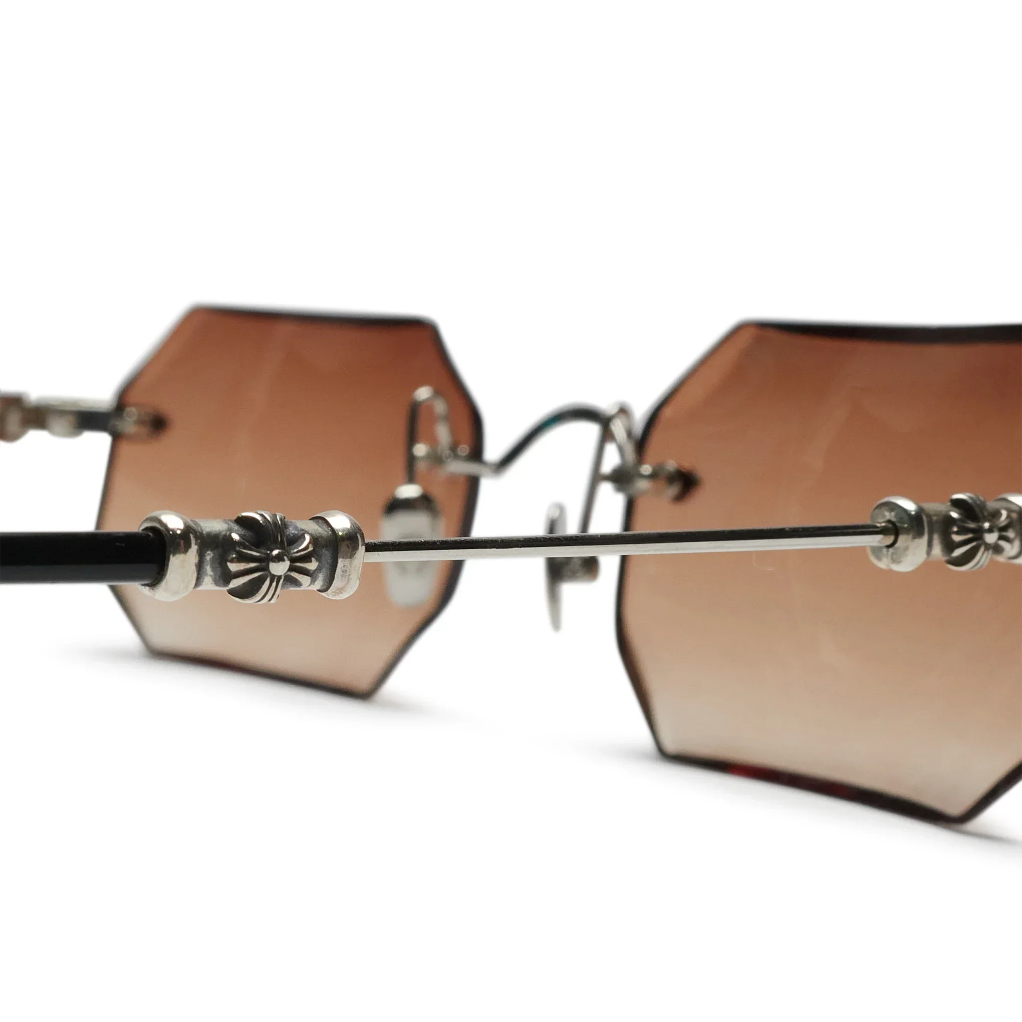 Chrome Hearts Pills III Custom Silver Brown Diamond Cut Sunglasses - Image 6