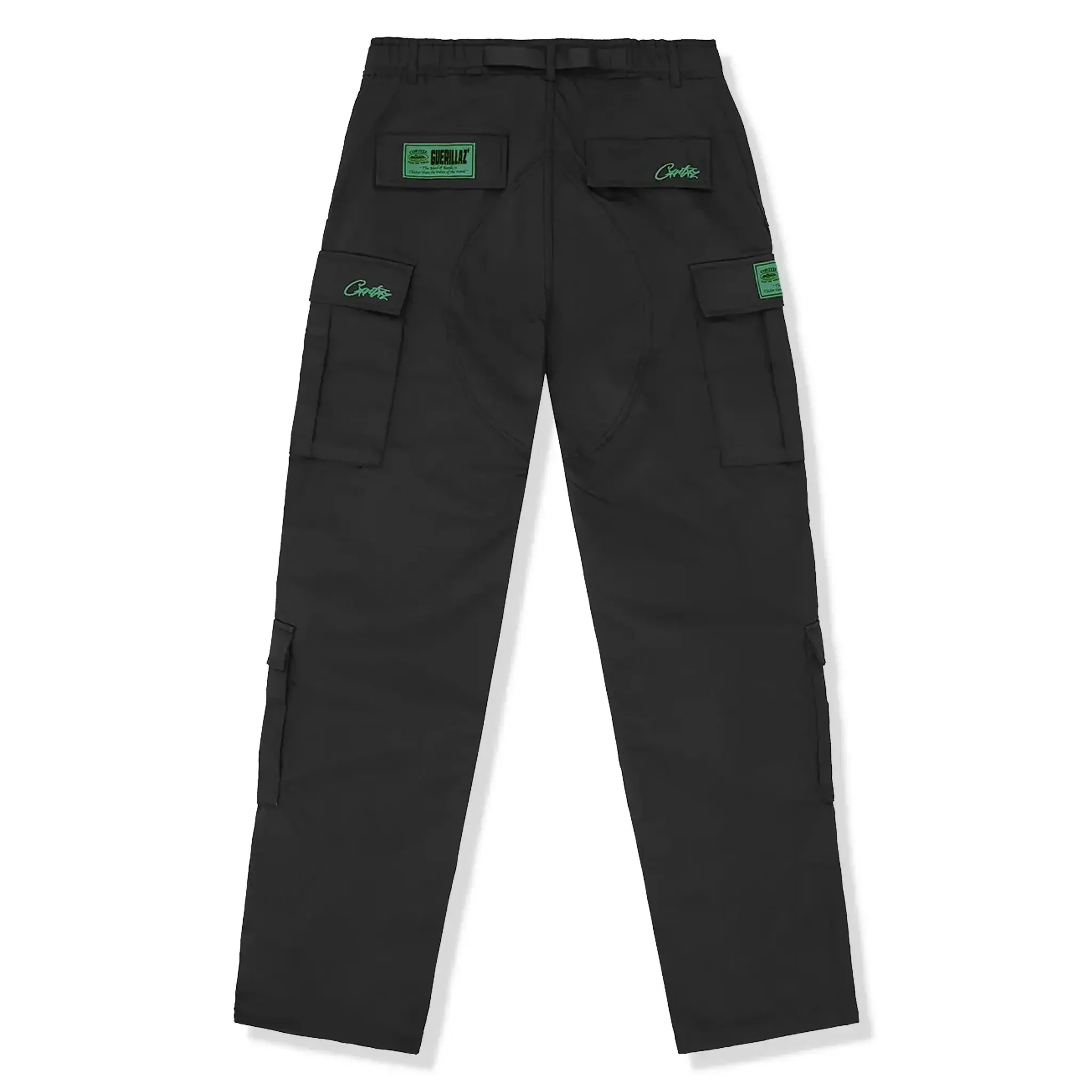 Corteiz Mula Guerillaz Black Green Cargo Pants - Image 2