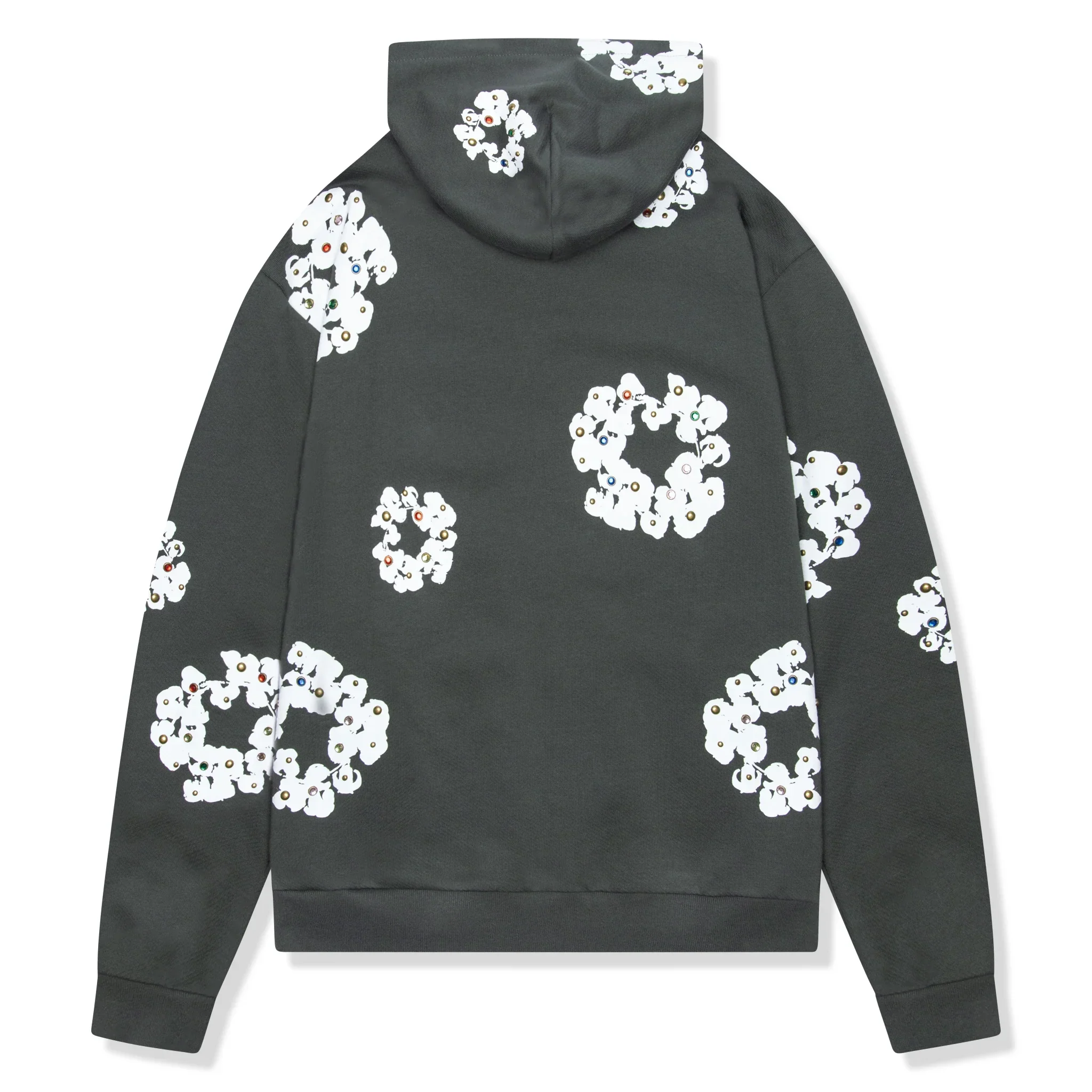 Denim Tears Rhinestone The Cotton Wreath Vintage Black Zip-Up Hoodie - Image 2