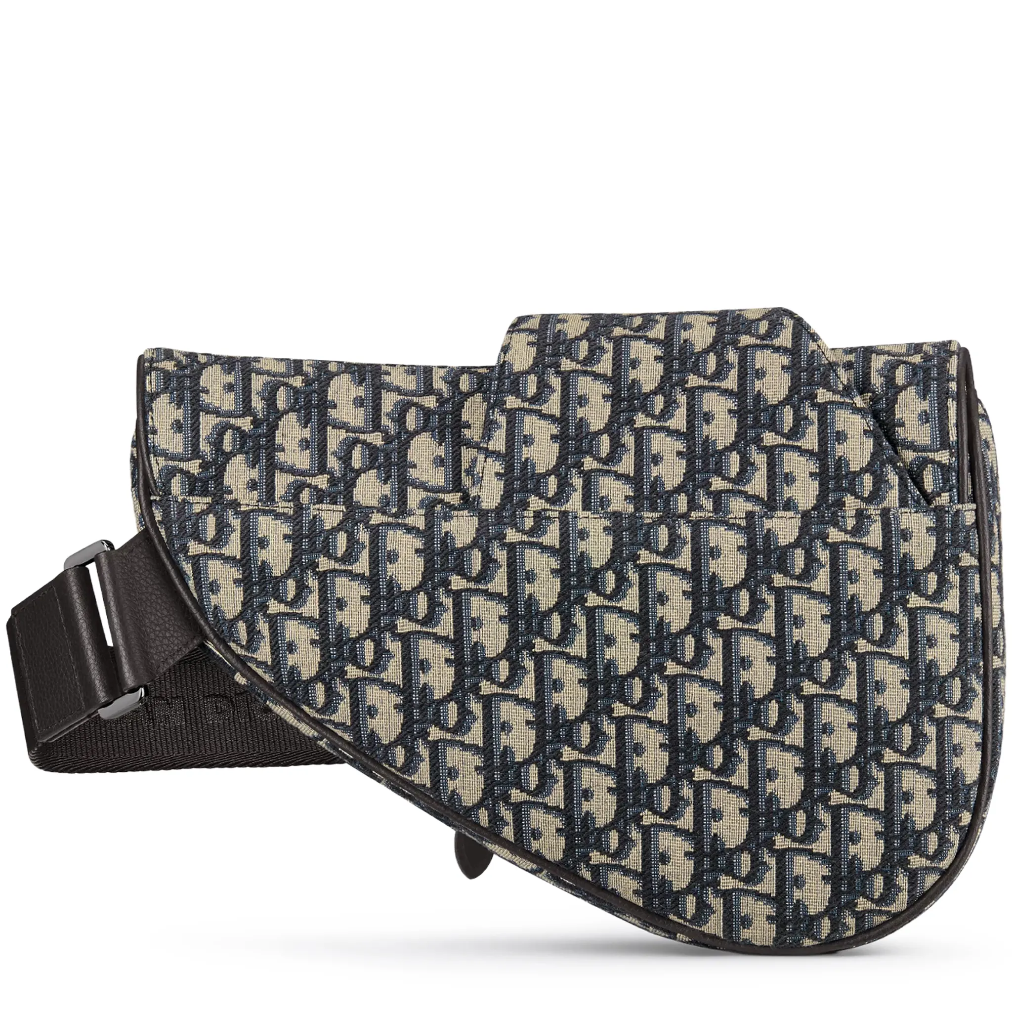Dior Oblique Jacquard Beige and Black Saddle Bag - Image 2