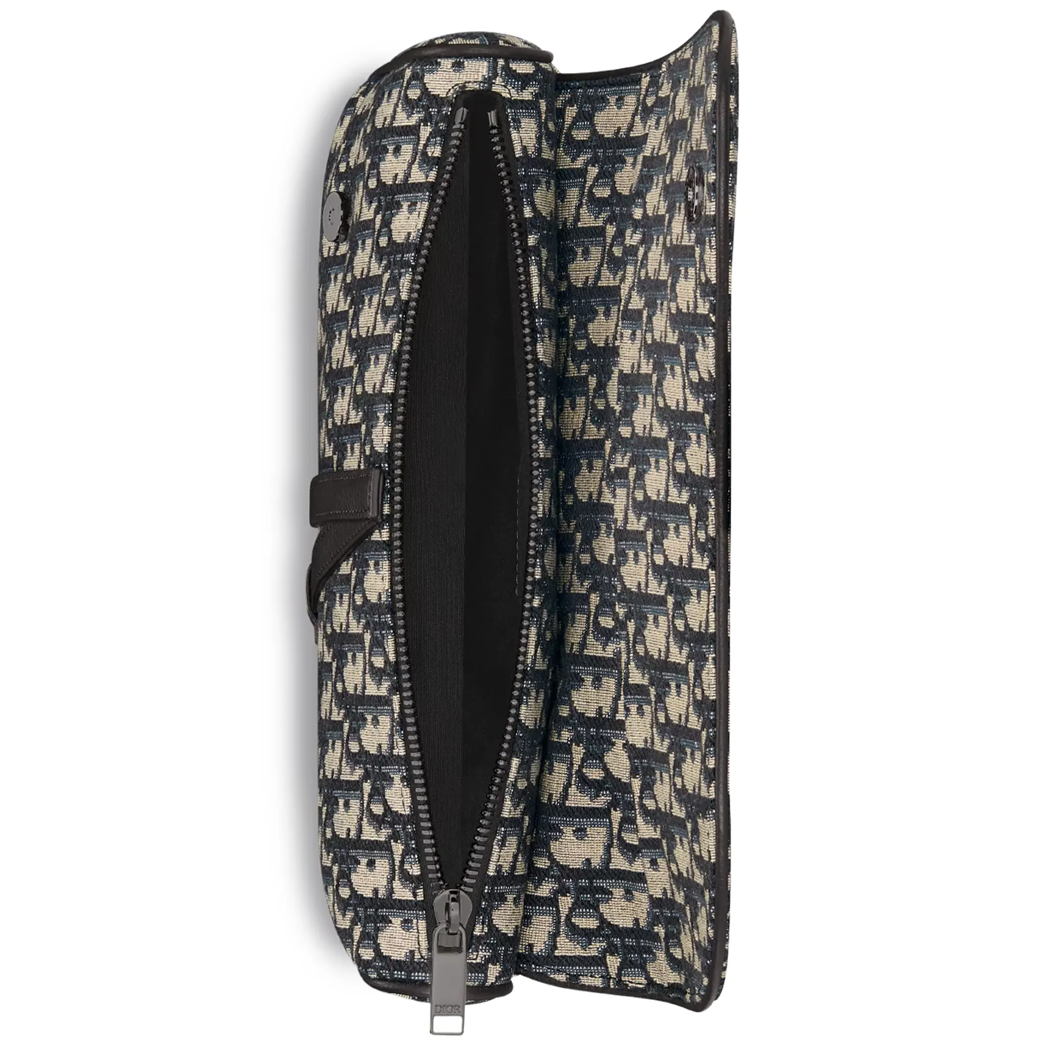 Dior Oblique Jacquard Beige and Black Saddle Bag - Image 3
