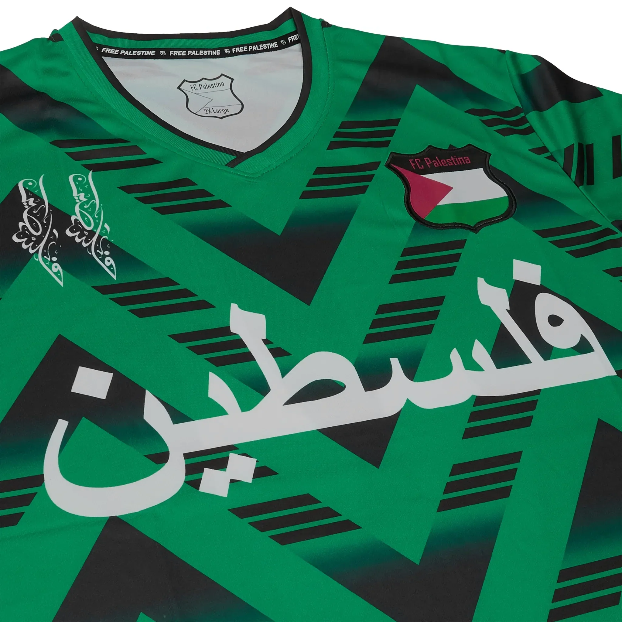 FC Palestina Palestine Retro Green Black Football T Shirt - Image 4