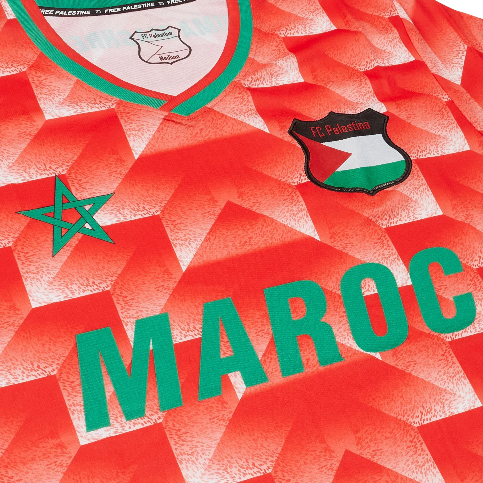 FC Palestina Palestine x Morocco Retro Red Football T Shirt - Image 4