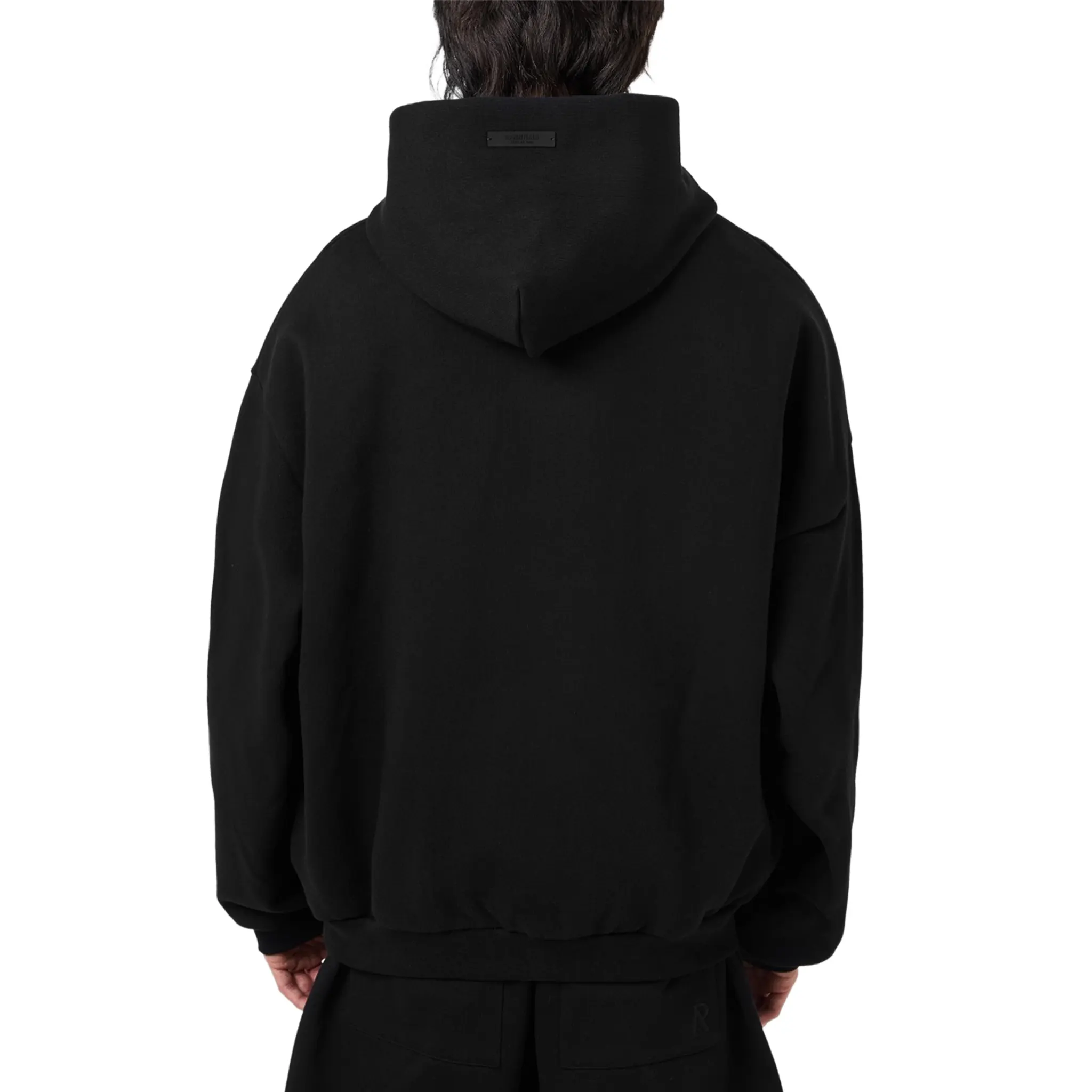 Fear Of God Essentials Fleece Black Hoodie (FW24) - Image 2