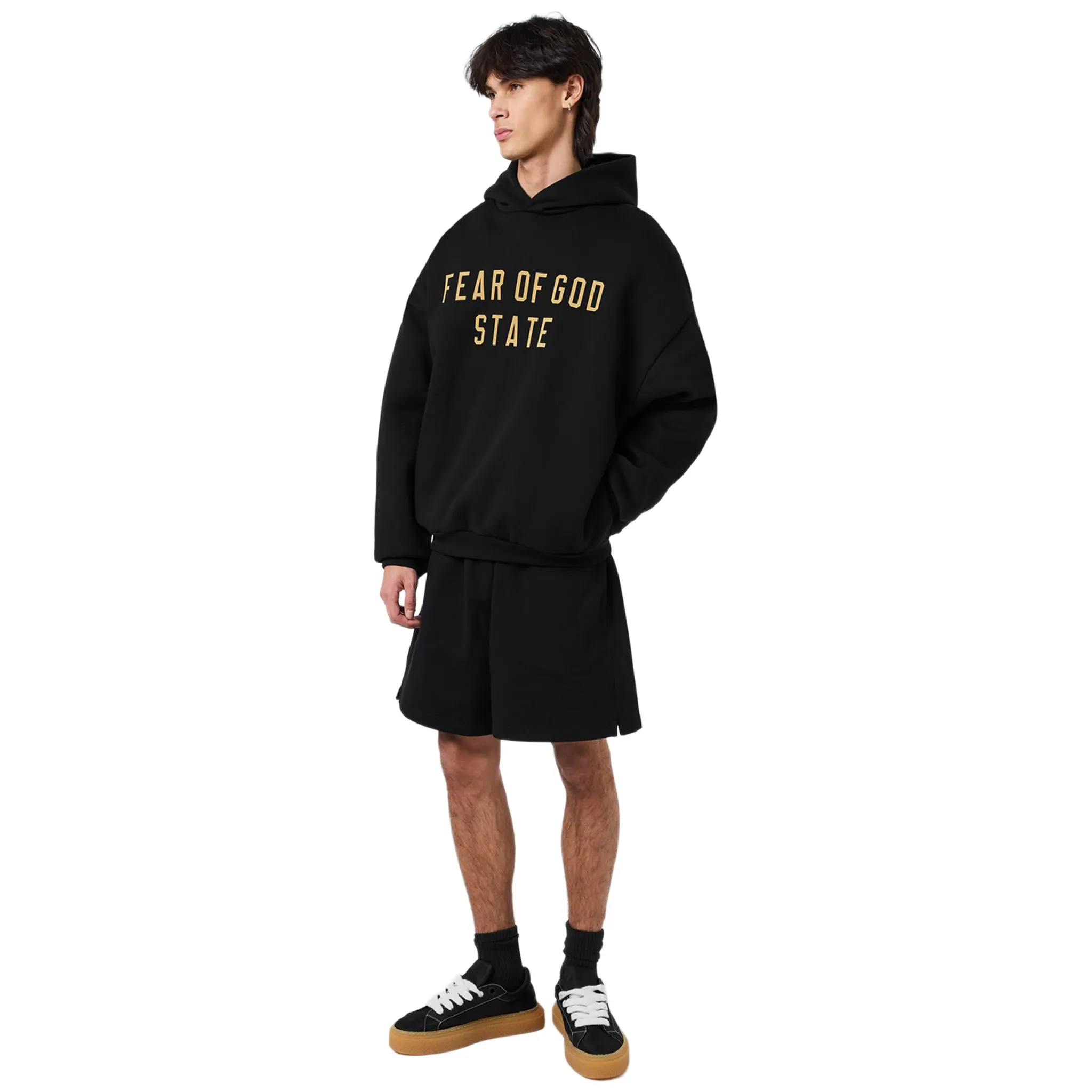 Fear Of God Essentials Fleece Black Hoodie (FW24) - Image 4
