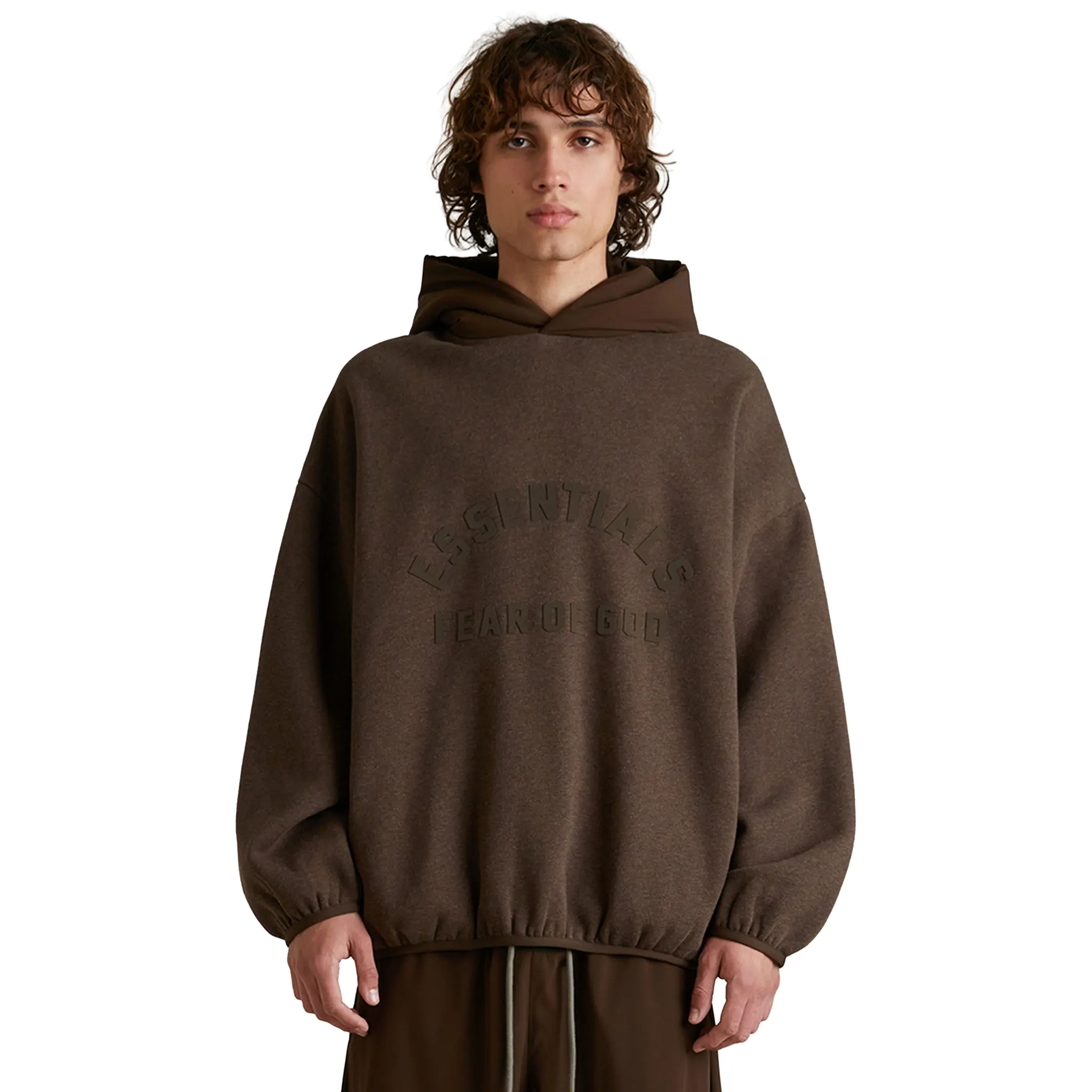 Fear Of God Essentials Core Collection Nylon Fleece Heather Wood Hoodie - Image 3