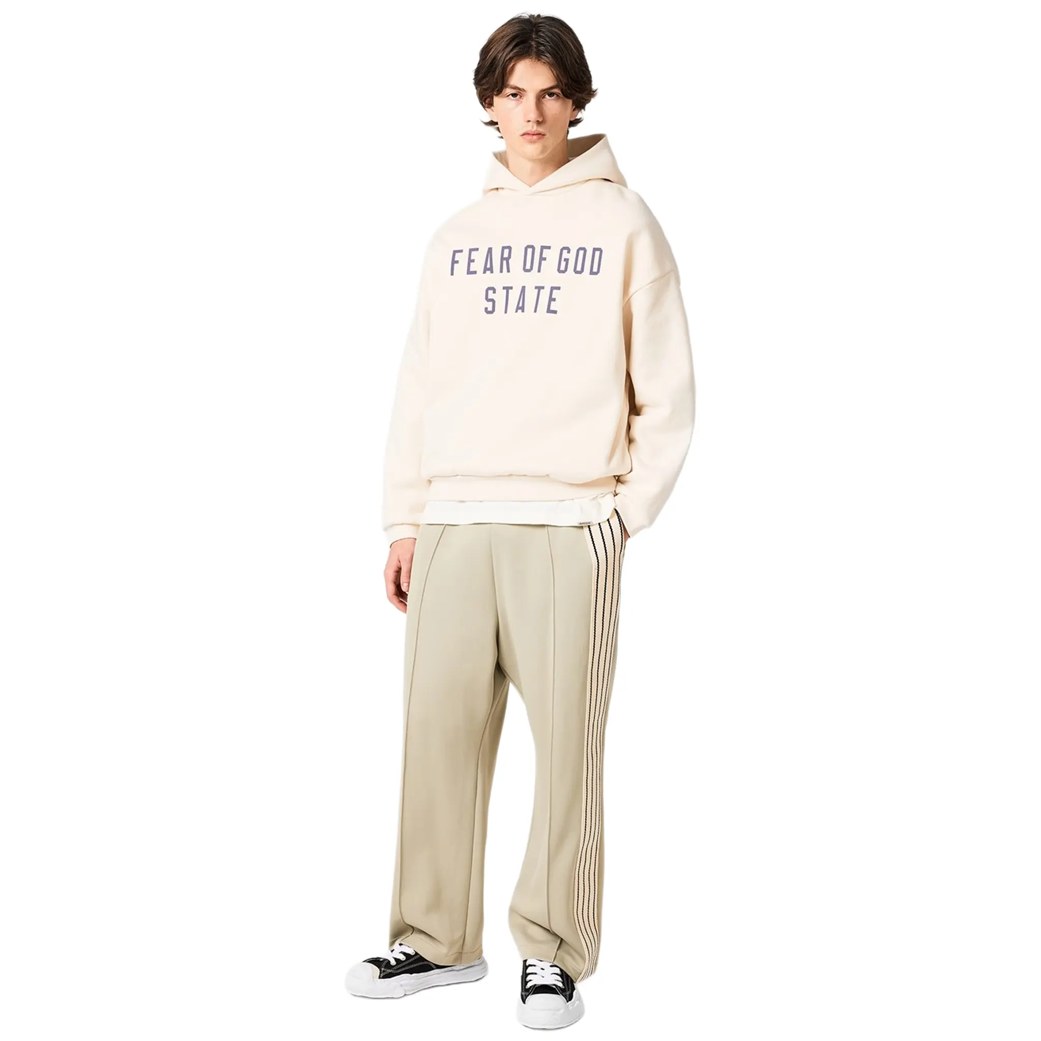 Fear Of God Essentials Fleece Shell White Hoodie (FW24) - Image 3