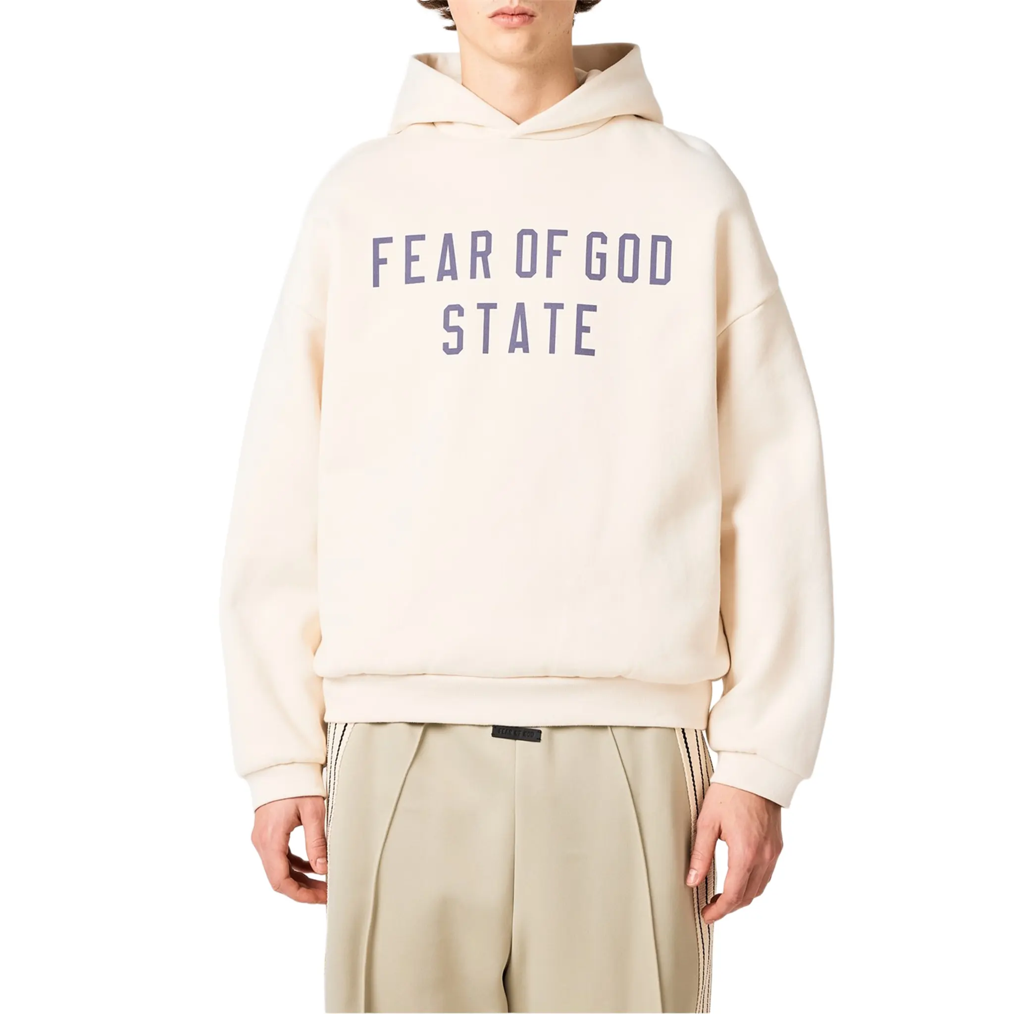 Fear Of God Essentials Fleece Shell White Hoodie (FW24) - Image 6