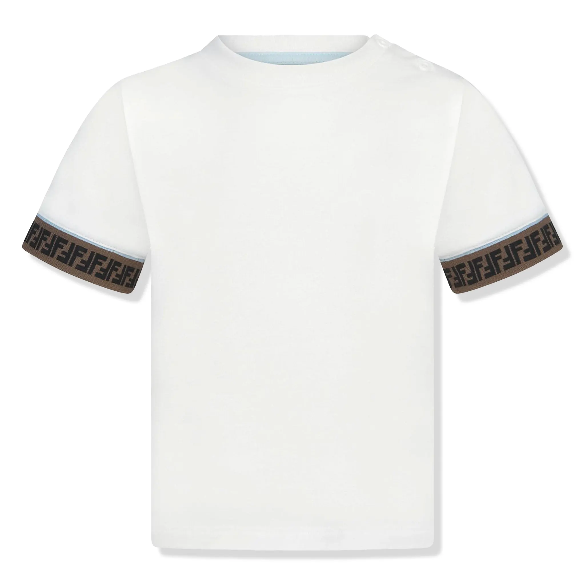 Fendi FF Logo Baby Boys Trim White T Shirt