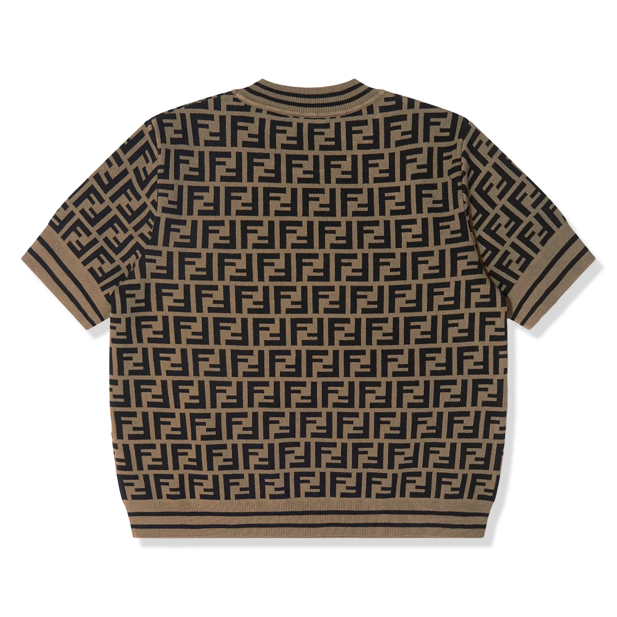 Fendi FF Logo Girls Knitted Brown T Shirt - Image 2