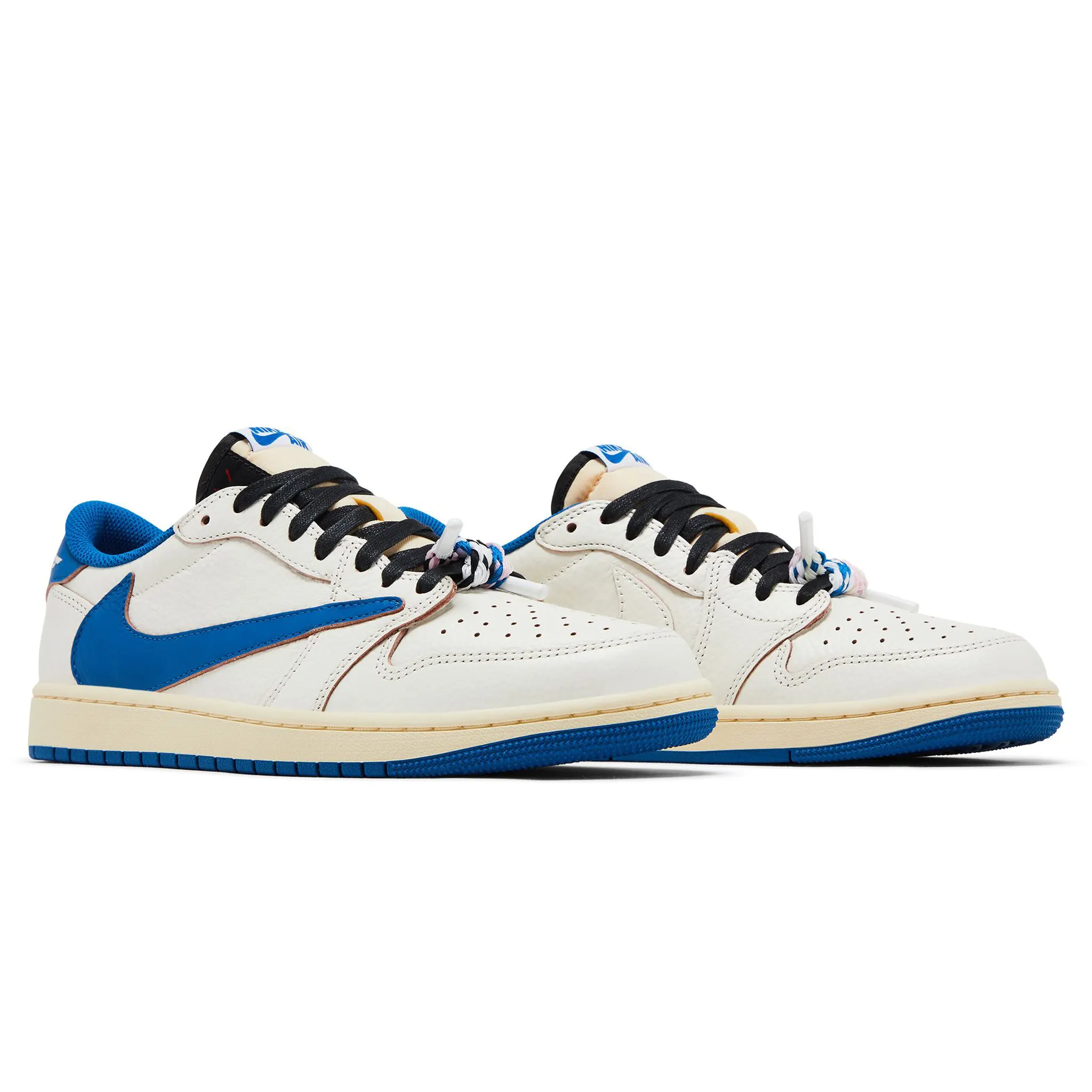 Fragment Design x Travis Scott x Air Jordan 1 Retro Low OG SP Sail Military Blue - Image 2