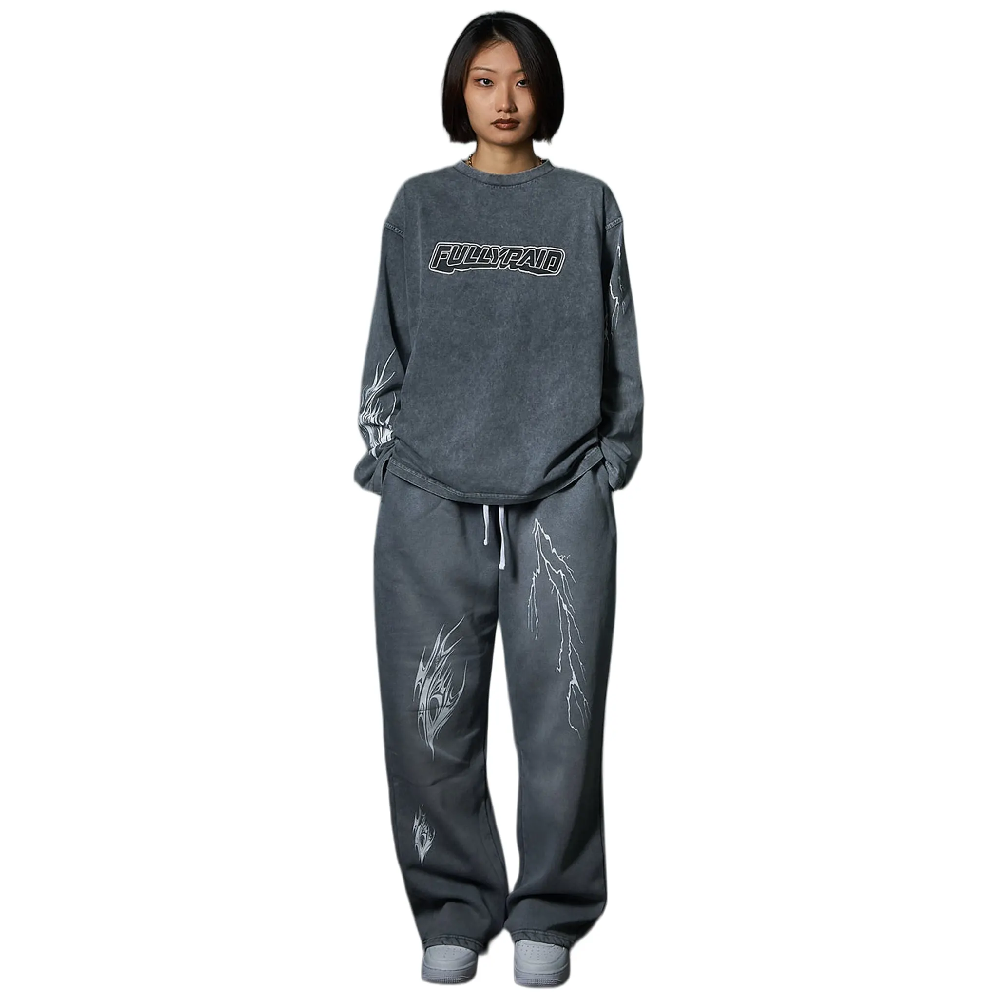 Fully Paid Acid Wash L/S Grey T Shirt - Image 2