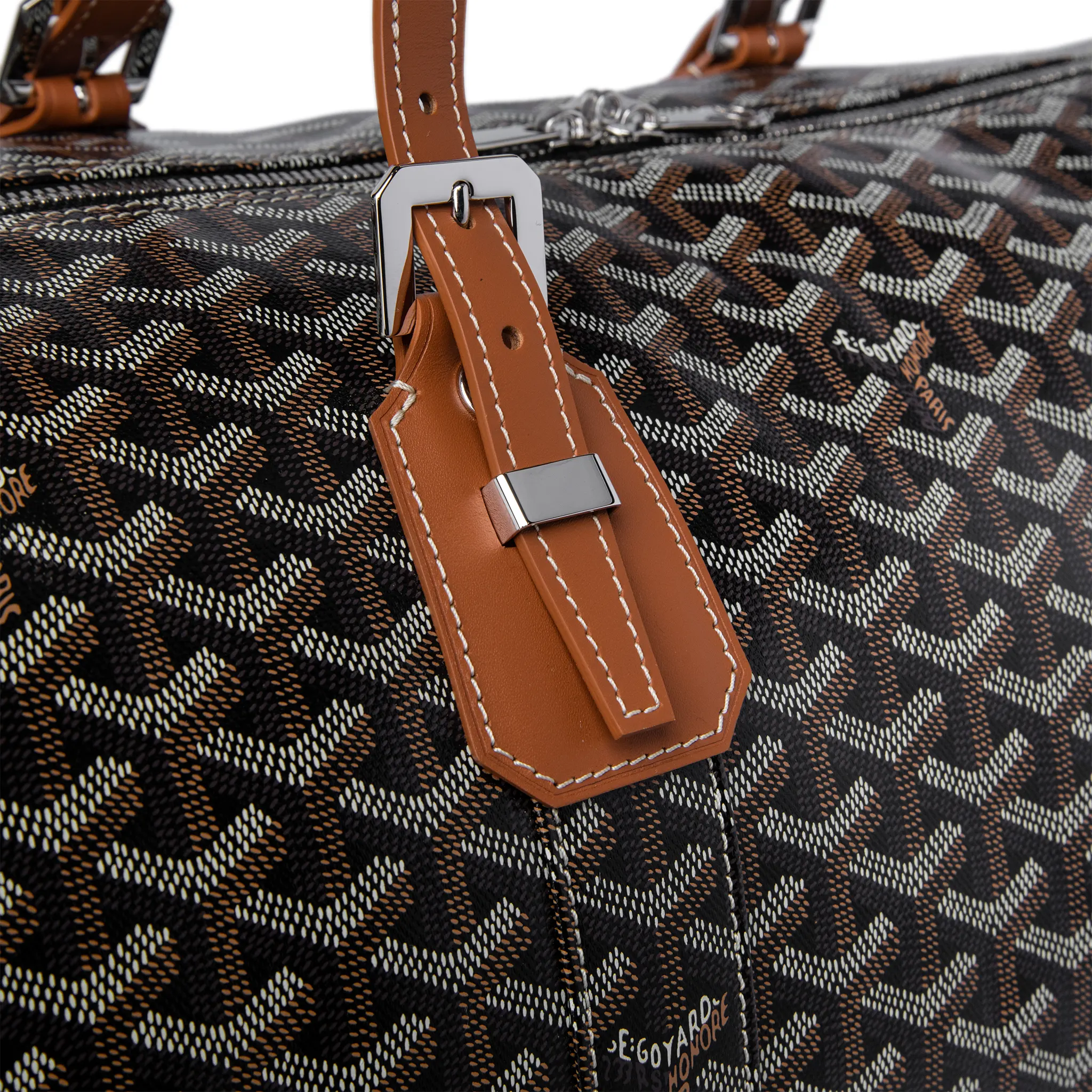 Goyard Boston 50 Black Tan Bag With Strap - Image 4