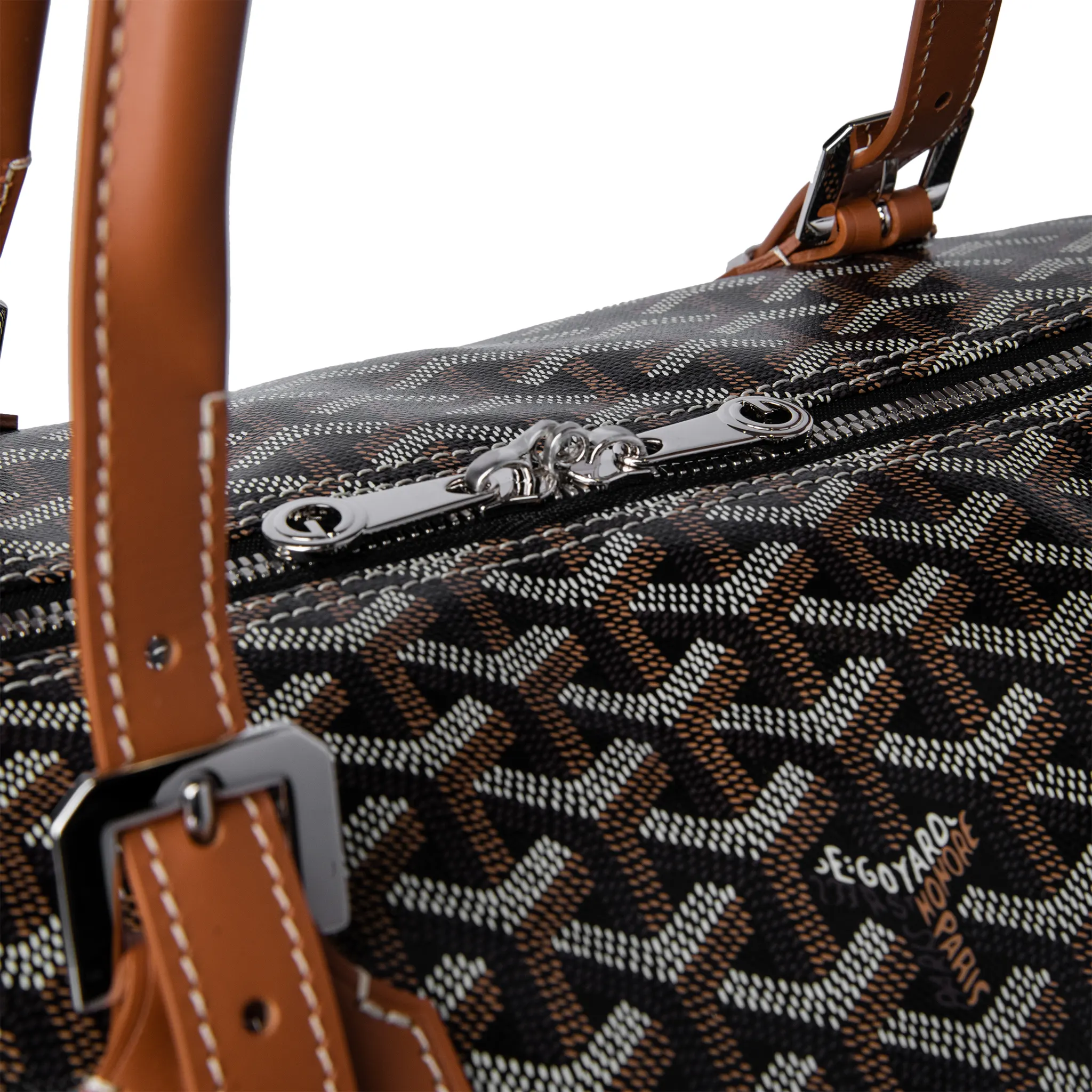 Goyard Boston 50 Black Tan Bag With Strap - Image 5