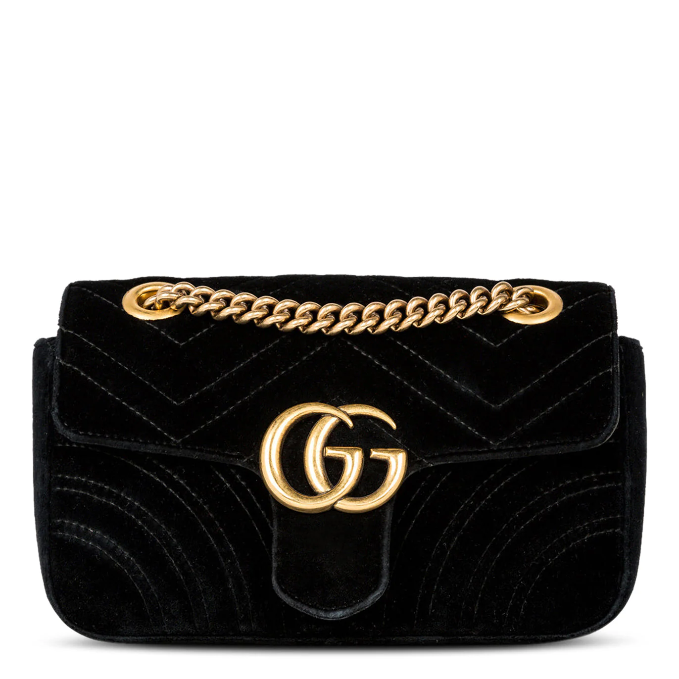 Gucci GG Marmont Velvet Black Small Shoulder Bag