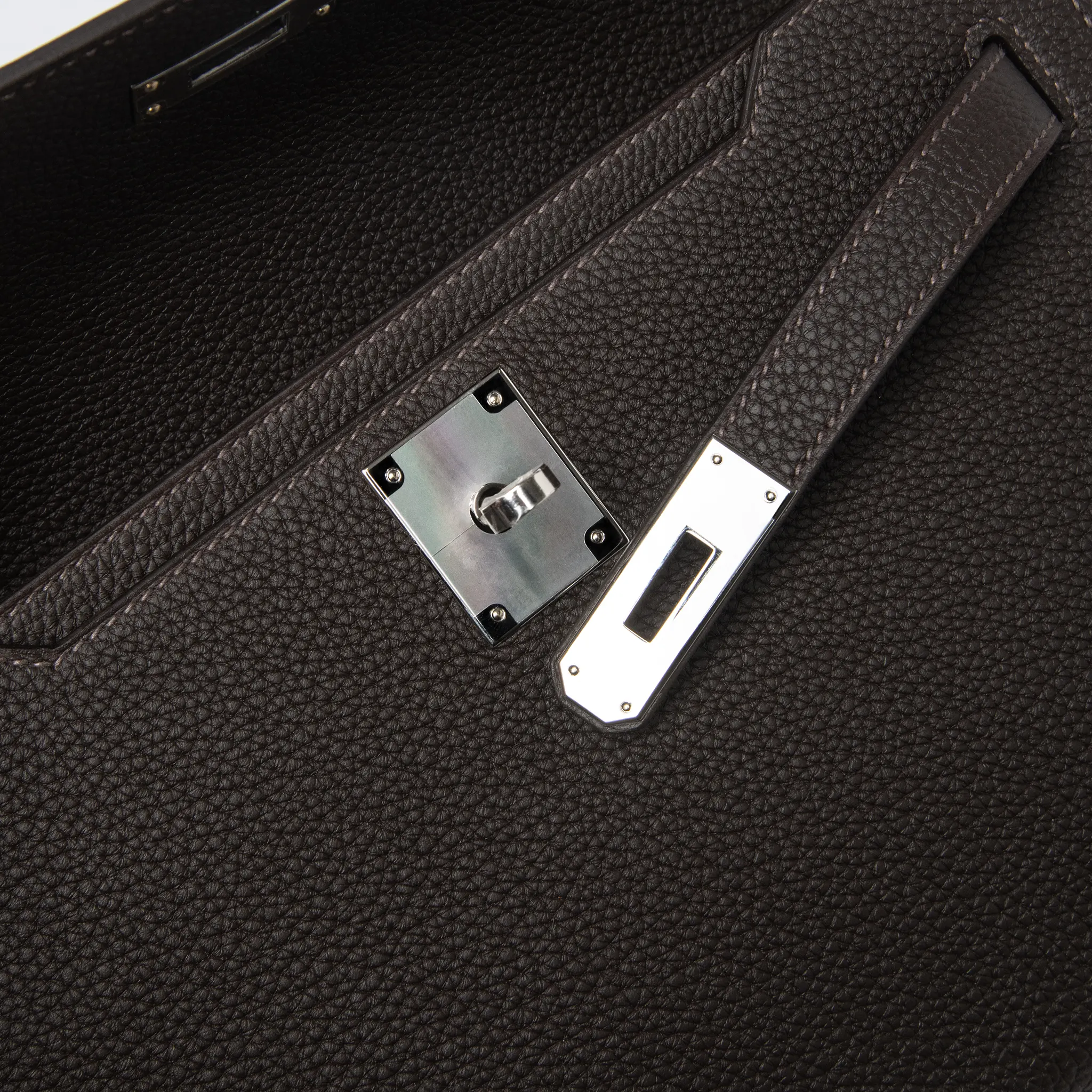 Hermes Kelly Depeches 25 Negonda Calfskin Bai Brun Palladium Hardware - Image 6