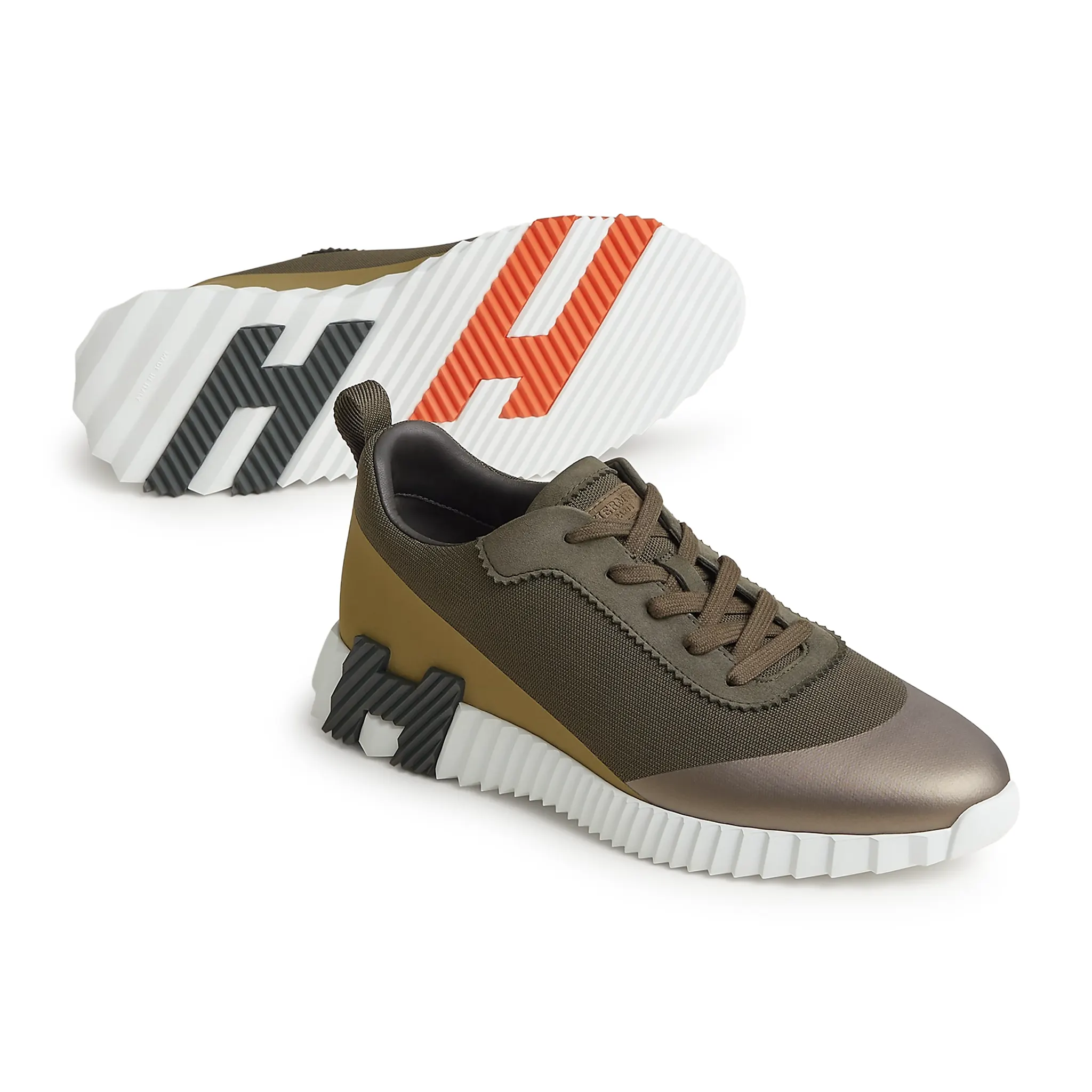 Hermès Paris Bouncing Calf Sneaker Multicolour Forest Green - Image 2