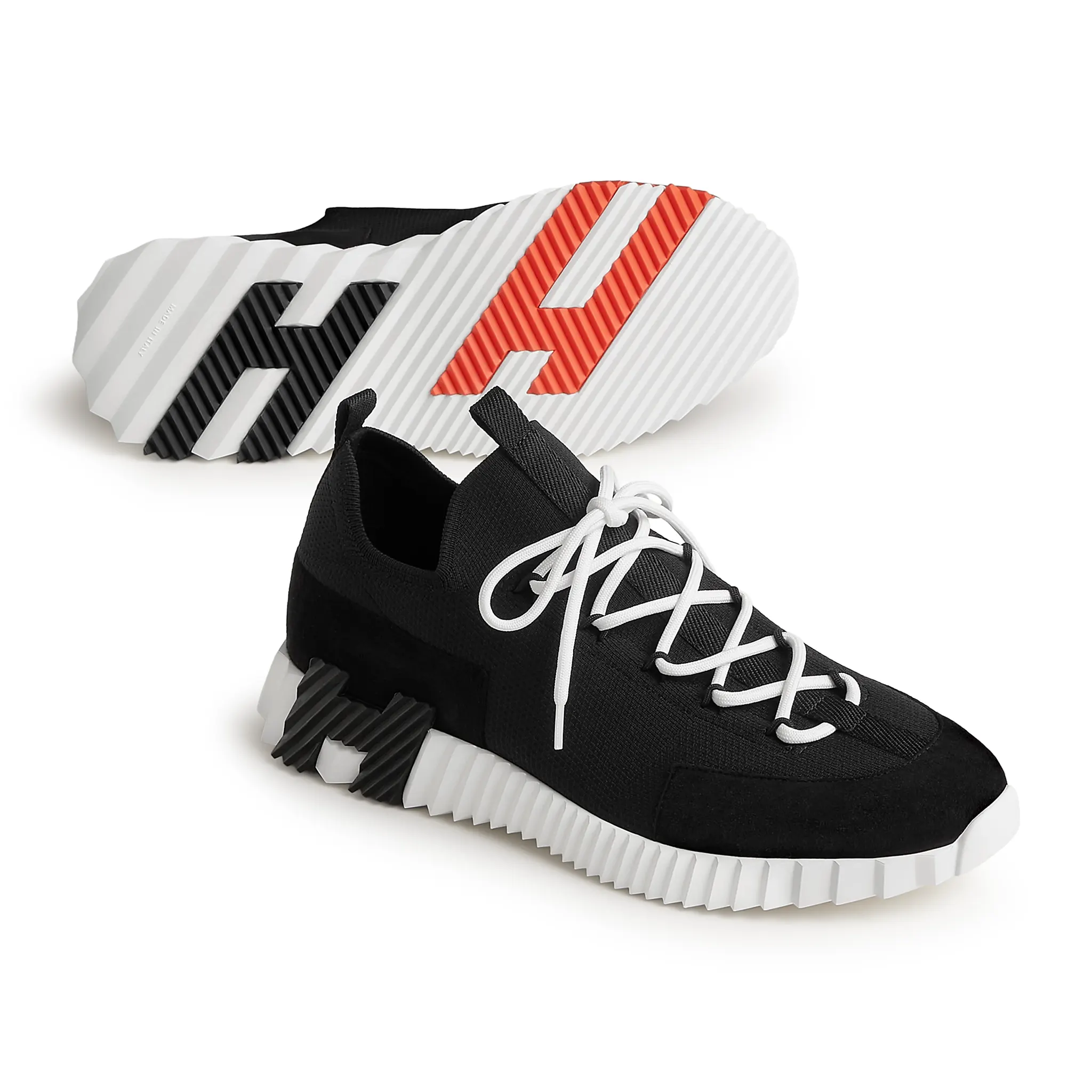 Hermes Paris Lift Slip-On Noir Blanc Sneaker - Image 5