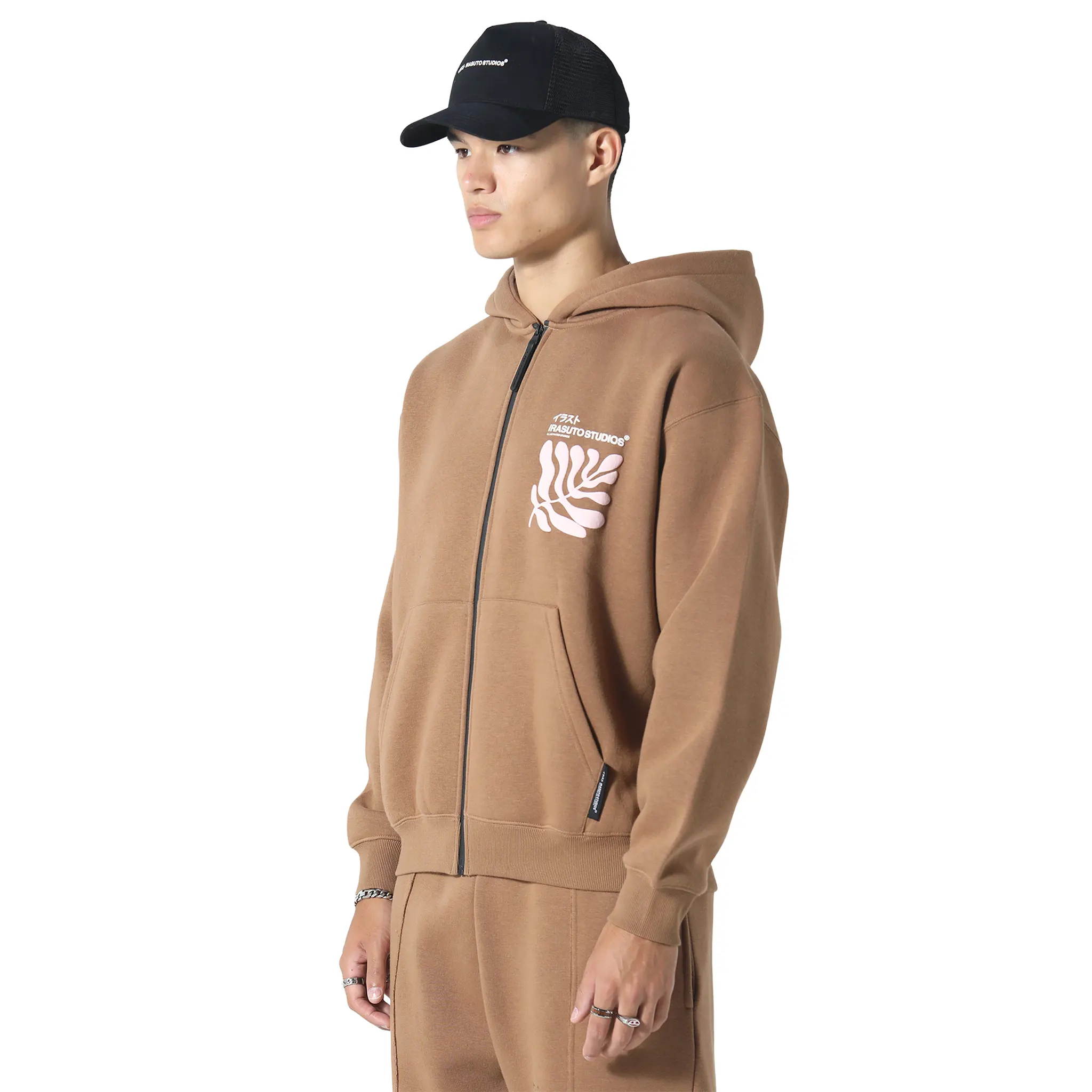 Irasuto Studios Sumi Flow Tobacco Zip-Up Hoodie - Image 3