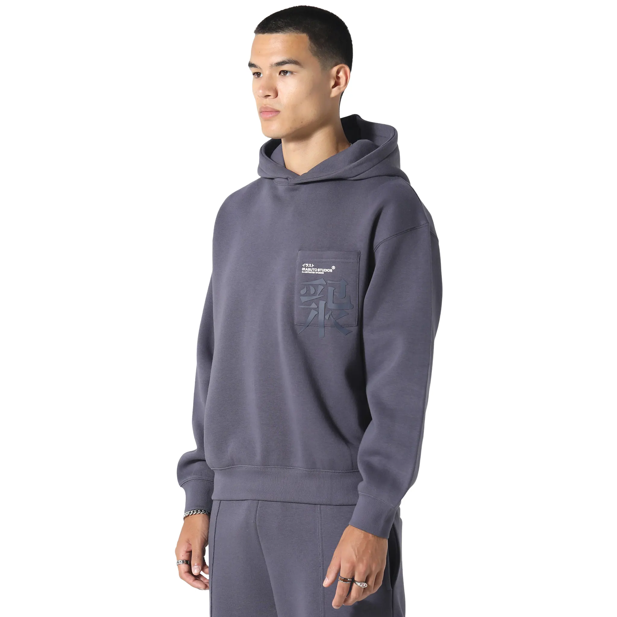 Irasuto Studios Typo Sea Blue Hoodie - Image 3