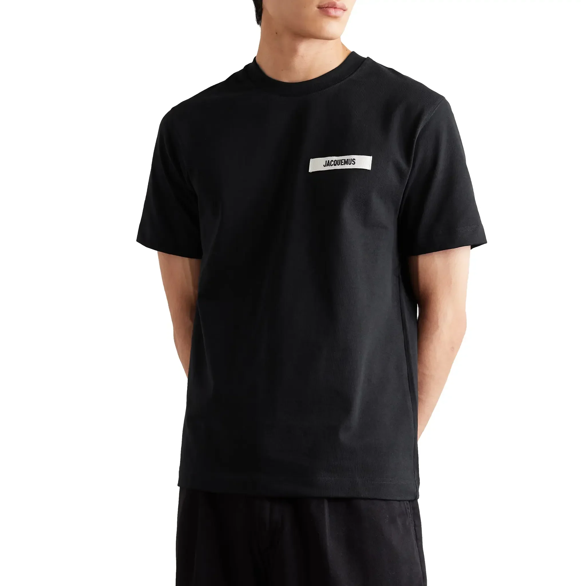 Jacquemus Grosgrain Brand Logo Tab Black T Shirt - Image 3