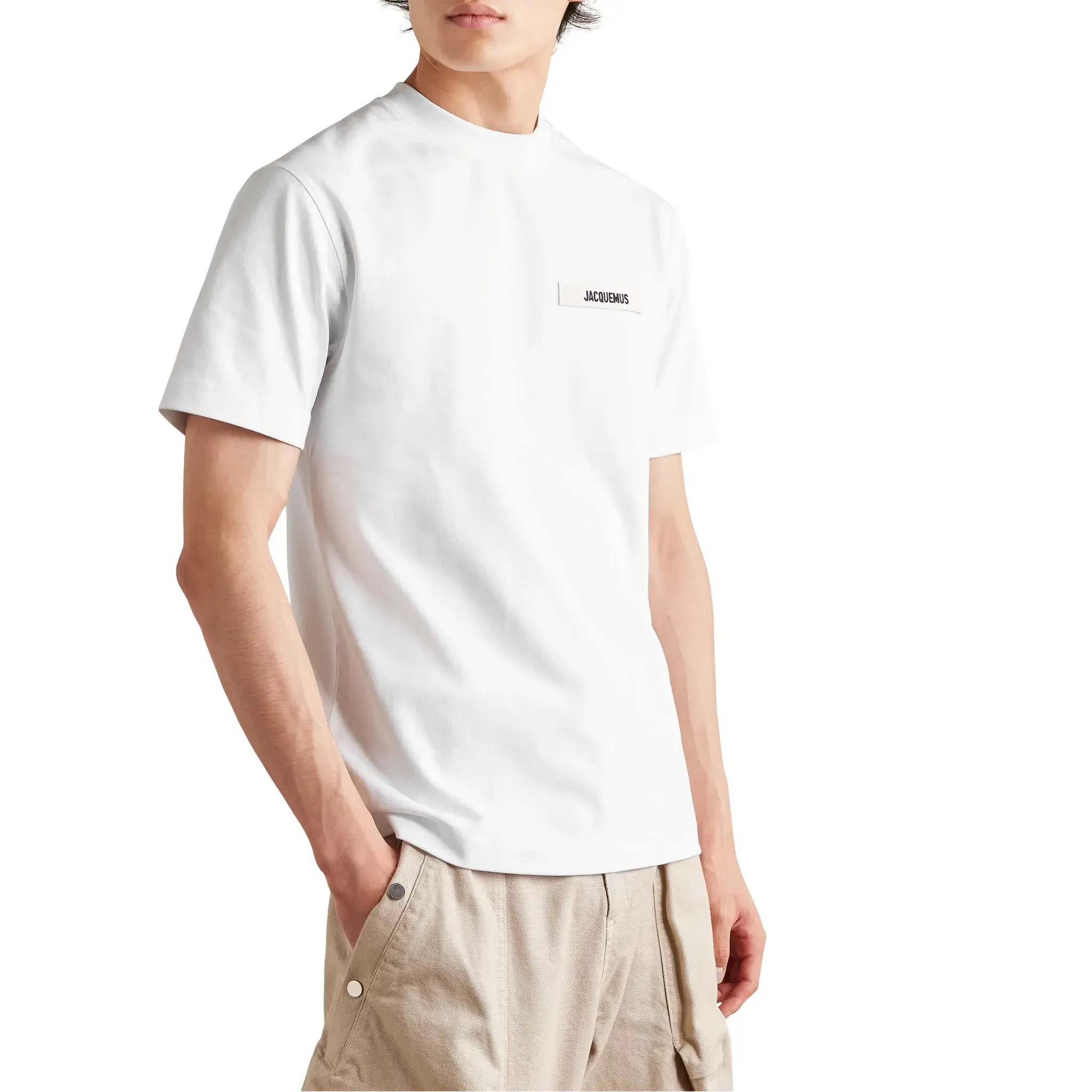 Jacquemus Grosgrain Brand Logo Tab White T Shirt - Image 3