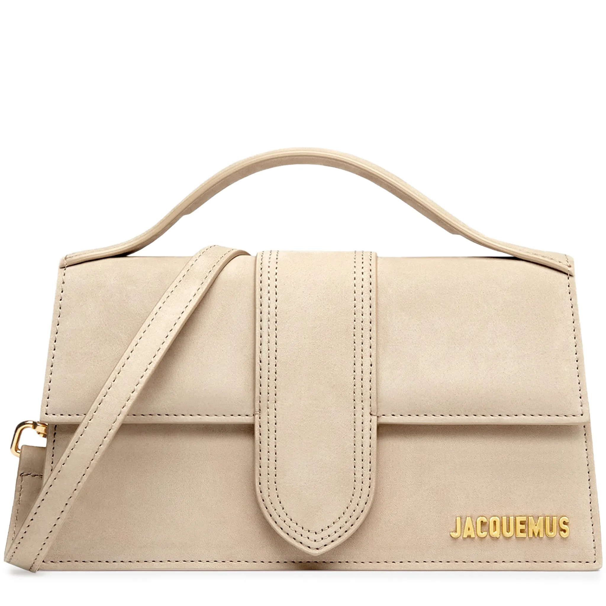 Jacquemus Large Bambino Dark Beige Suede Crossbody Bag