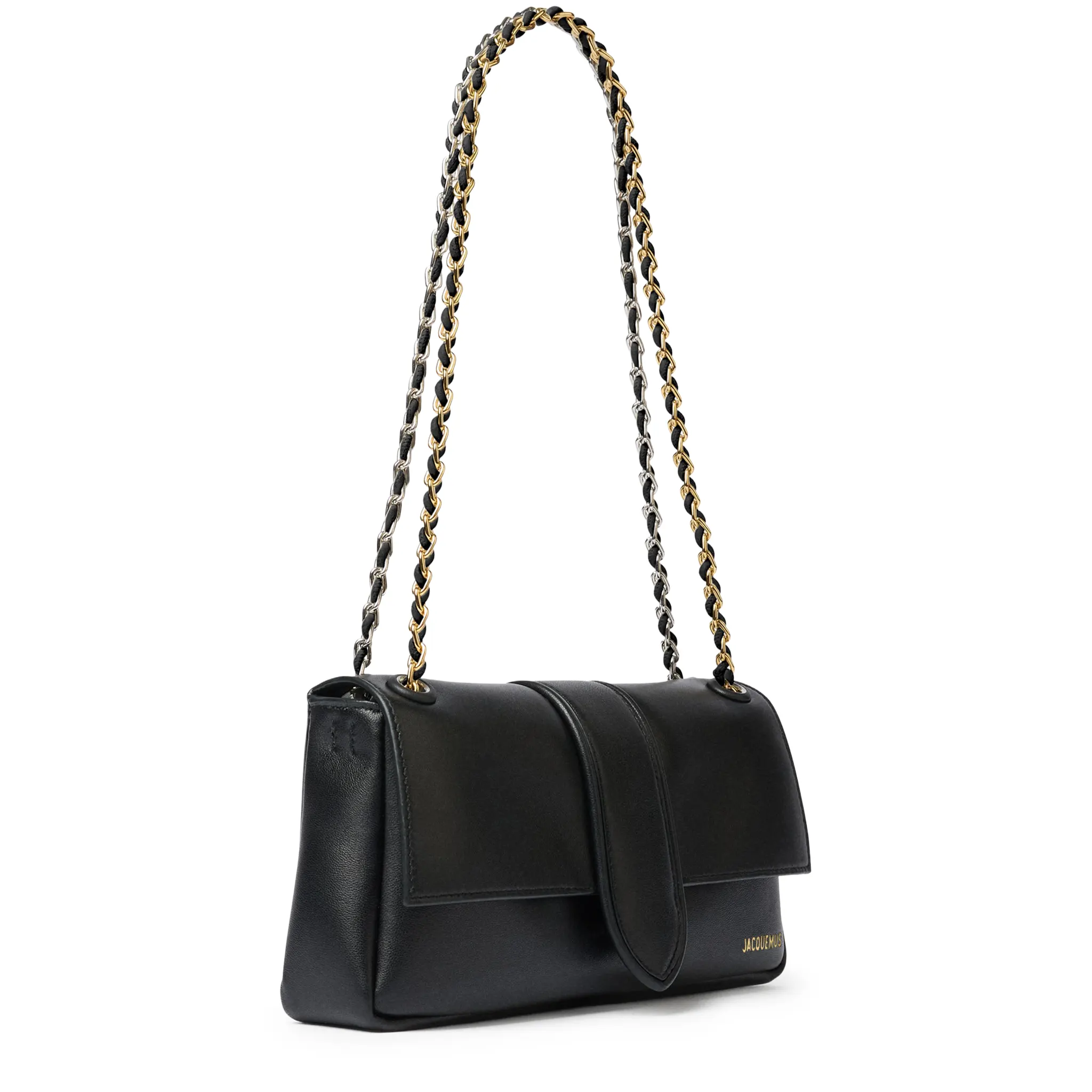 Jacquemus The Bambino Chain Soft Flap Black Shoulder Bag - Image 2