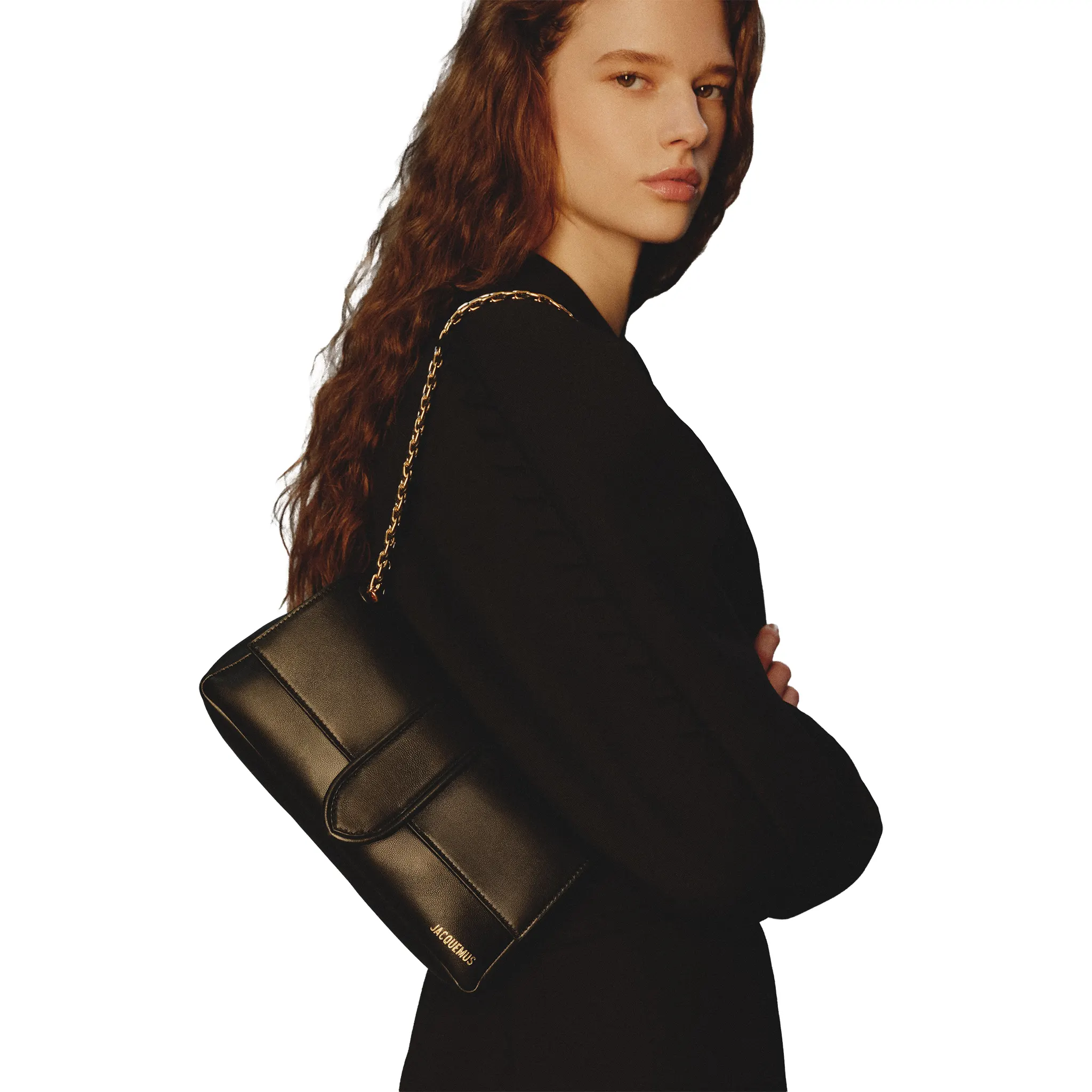 Jacquemus The Bambino Chain Soft Flap Black Shoulder Bag - Image 3