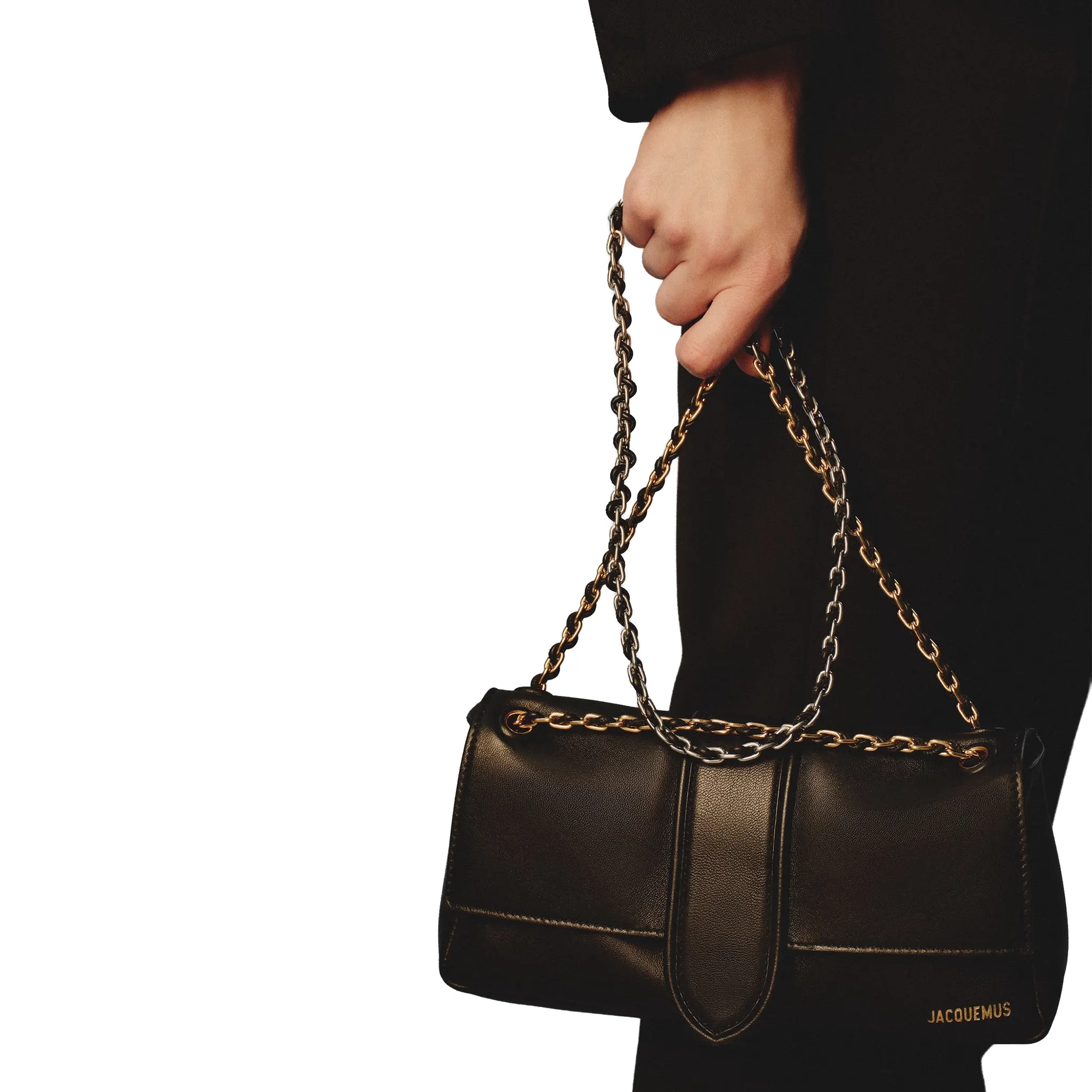 Jacquemus The Bambino Chain Soft Flap Black Shoulder Bag - Image 4